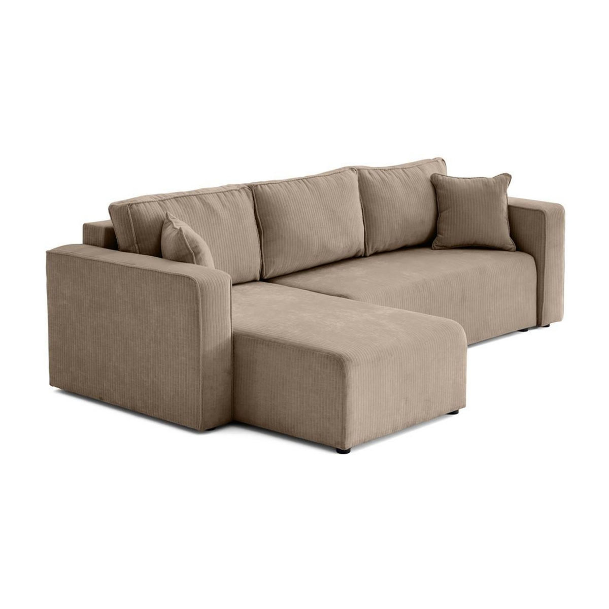 BEST MOBILIER Topaze - canapé d'angle réversible - 4 places - convertible avec coffre - en velours côtelé plat