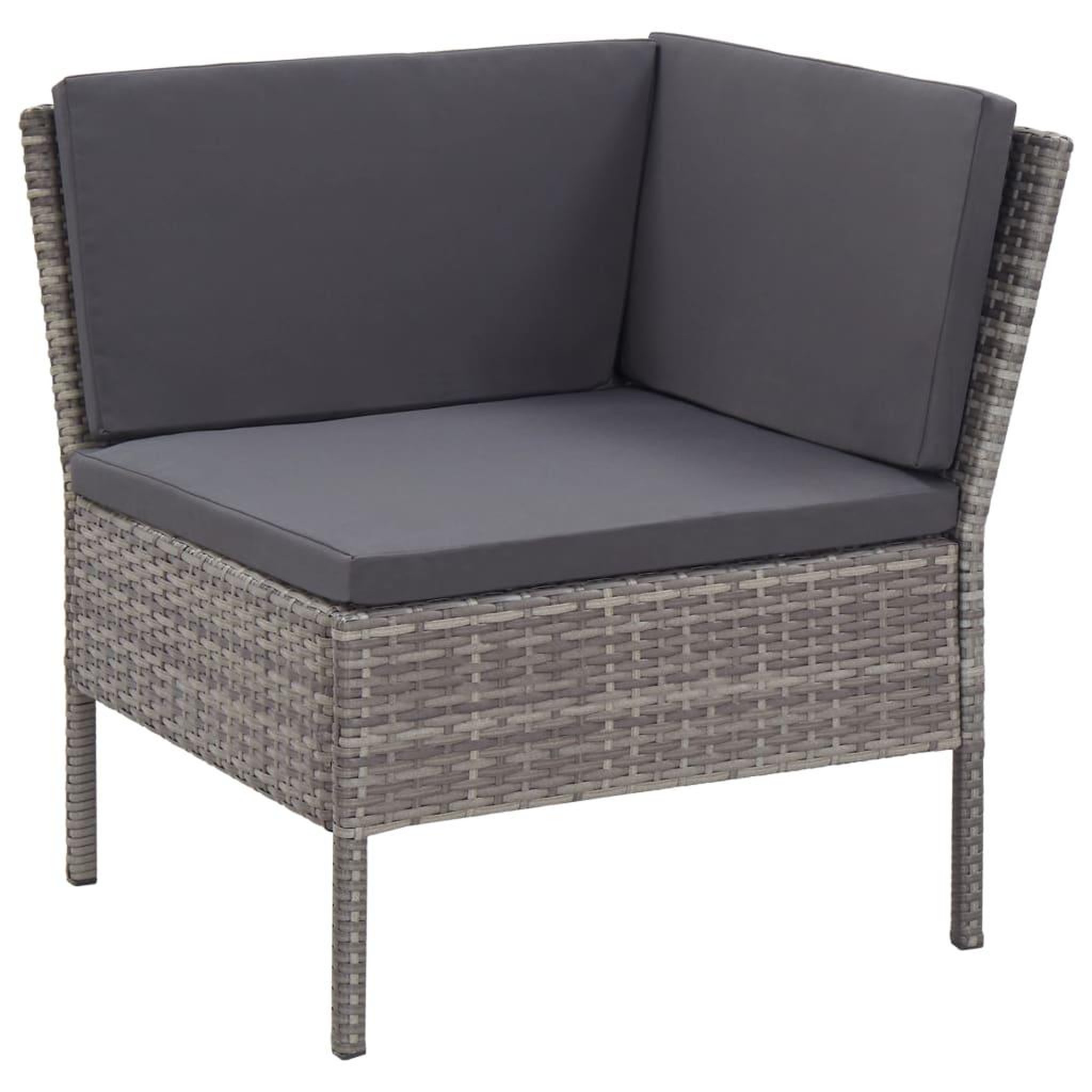 Voir la diapositive 5 : VIDAXL Salon de jardin 3 pcs avec coussins Resine tressee Gris