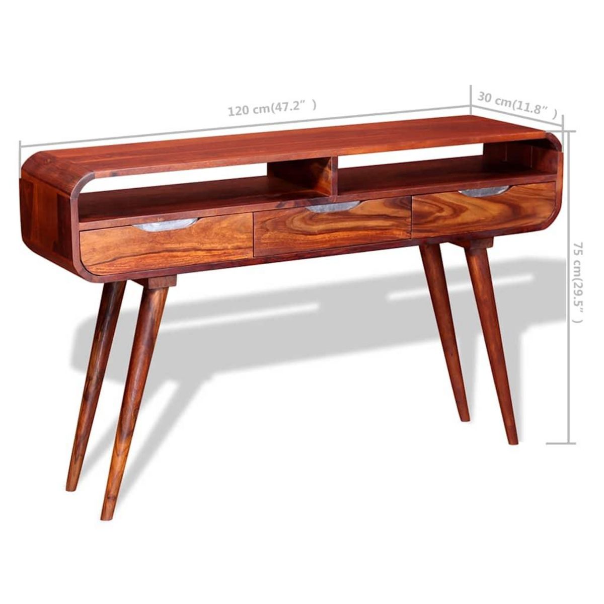 VIDAXL Table console Bois massif 120x30x75 cm