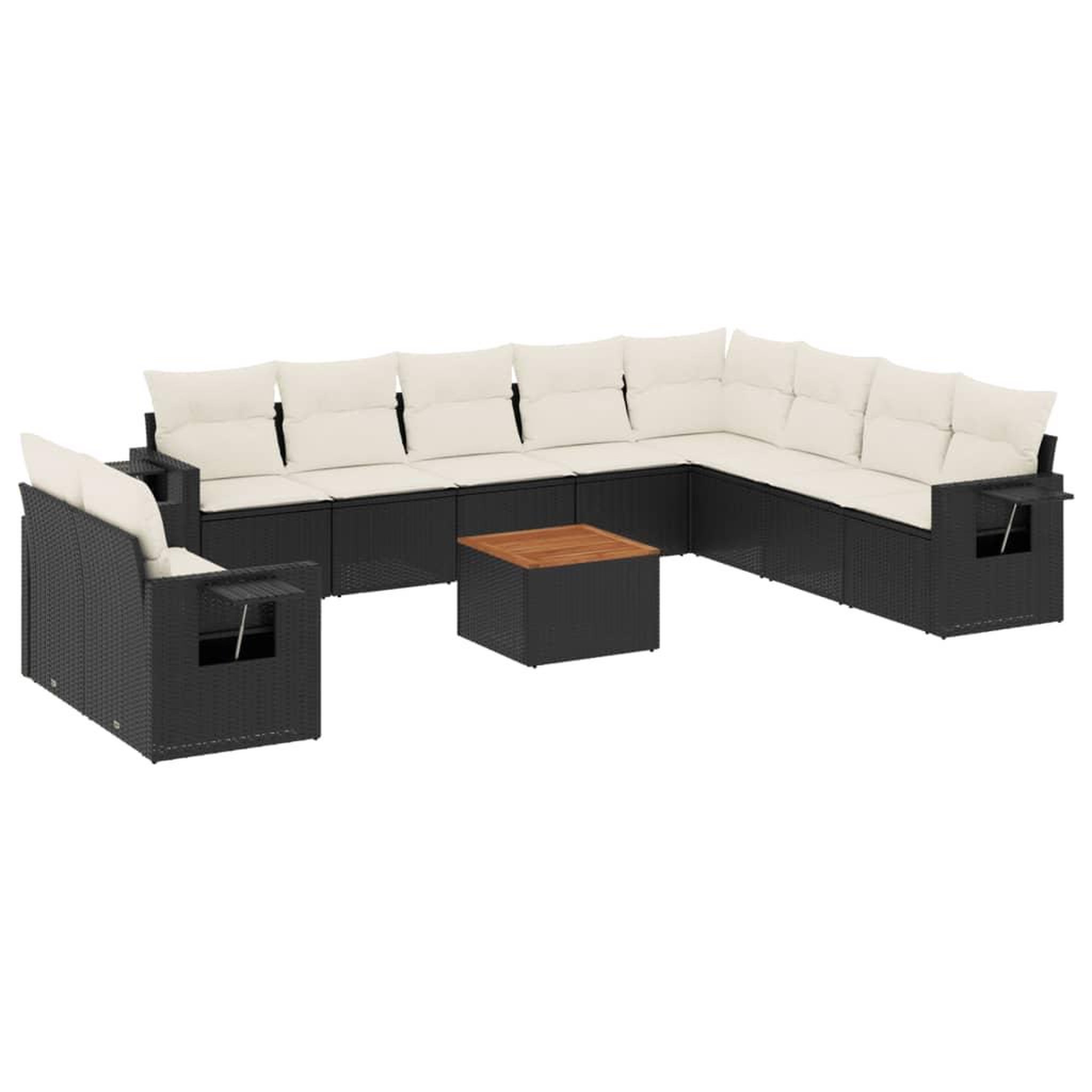 Voir la diapositive 2 : VIDAXL Salon de jardin 11 pcs avec coussins noir resine tressee