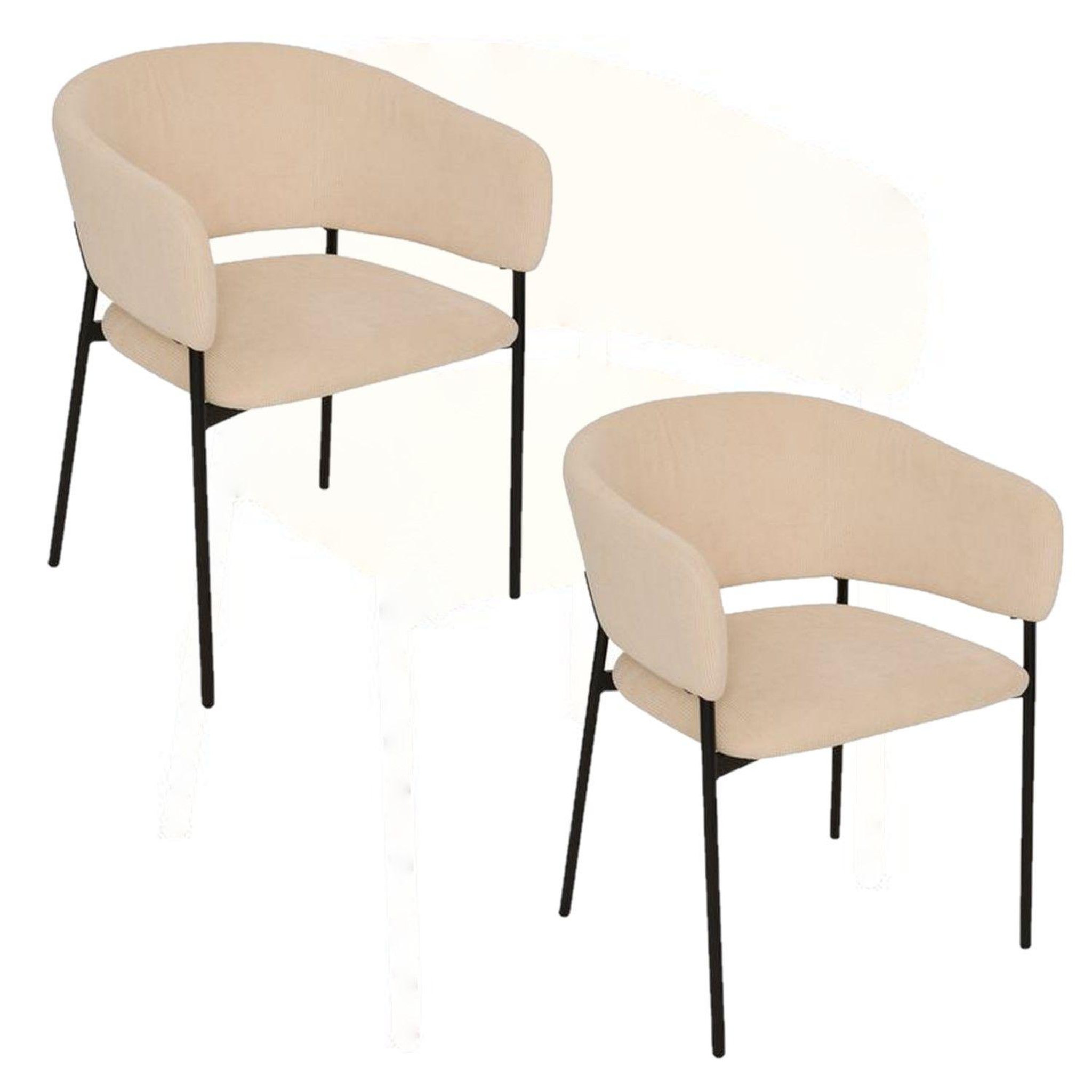 ATMOSPHERA Lot de 2 fauteuils à diner en velours SOLEA. Coloris disponibles : Marron, Beige