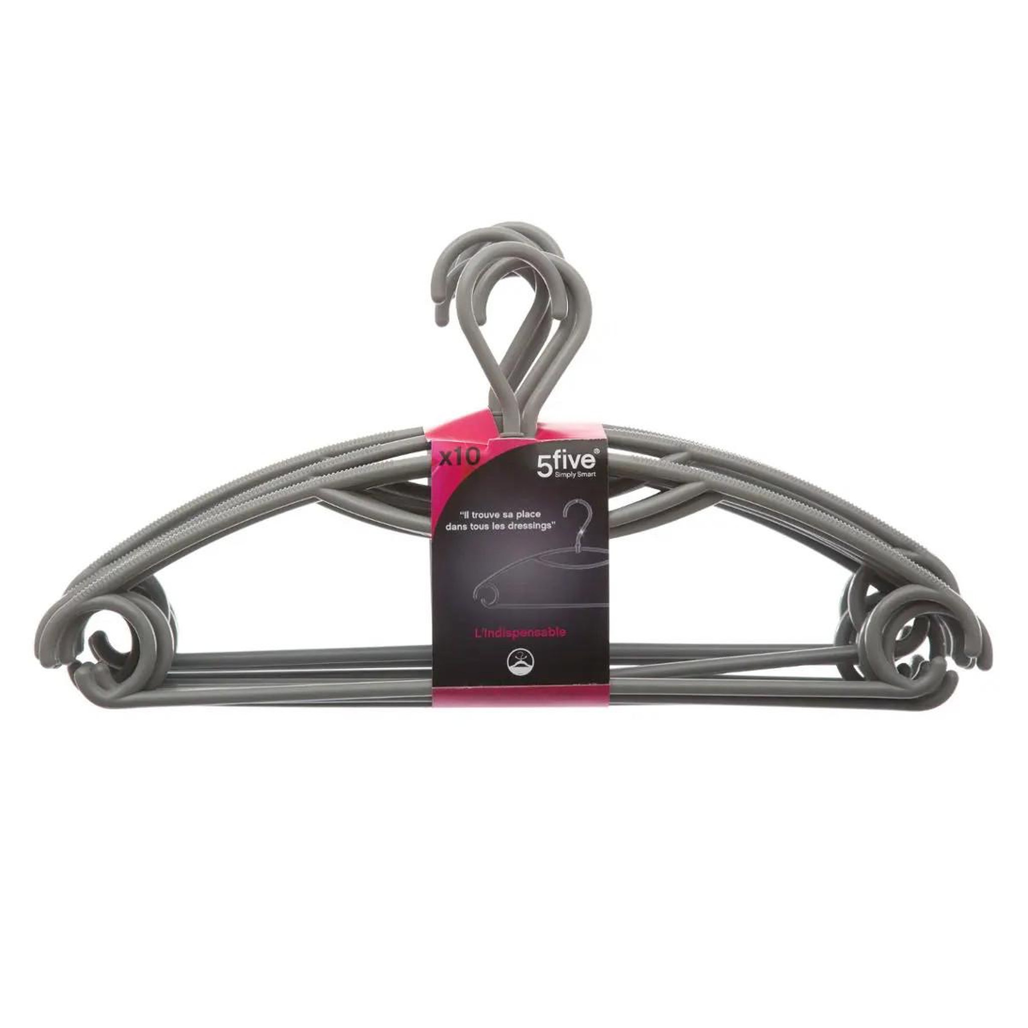 FIVE Lot de 10 cintres  pivotants  41cm gris