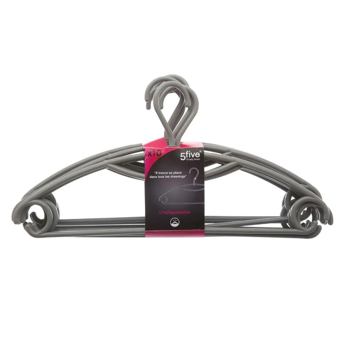 FIVE Lot de 10 Cintres  Pivotants  41cm Gris
