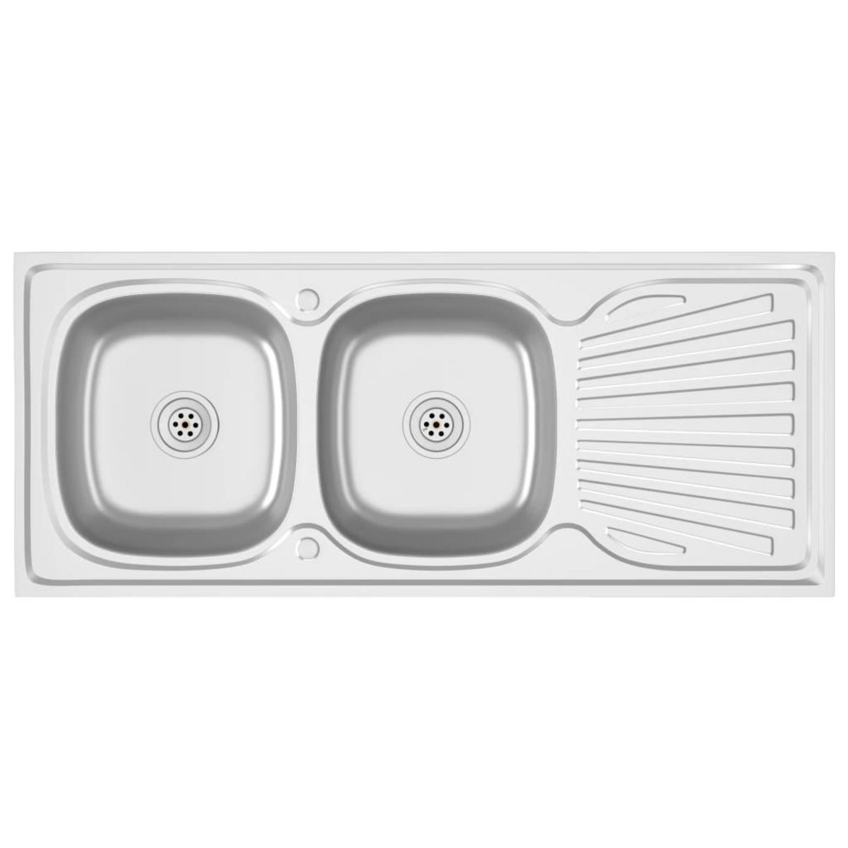 VIDAXL Evier de cuisine a double evier argente 1200x500x155 mm inox