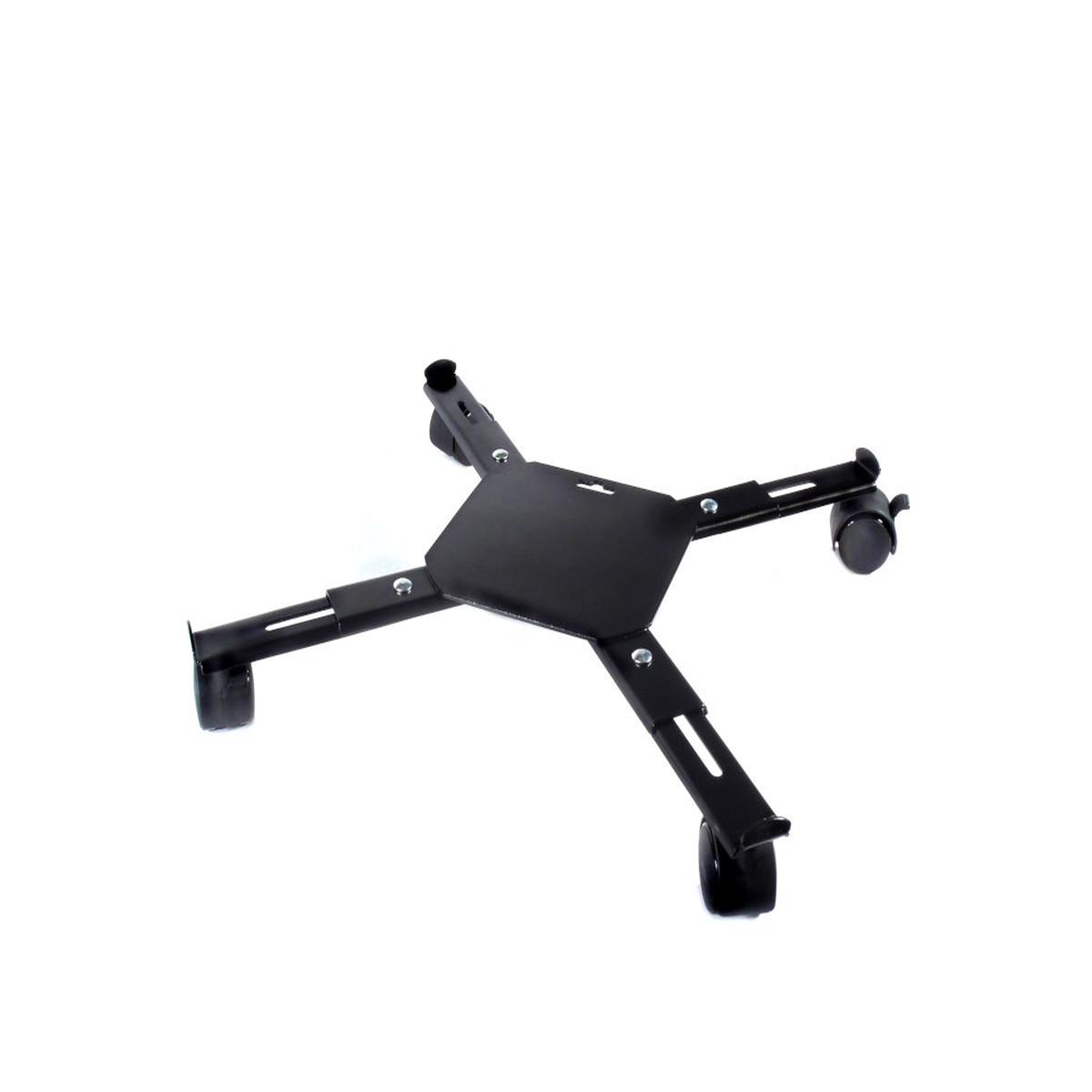 Voir la diapositive 2 : NATURE Support roulant extensible - métal époxy coloris noir mat, 4 branches, charge maxi 100 kg, 4 roulettes - 34/51 x 34/51 cm - Nature