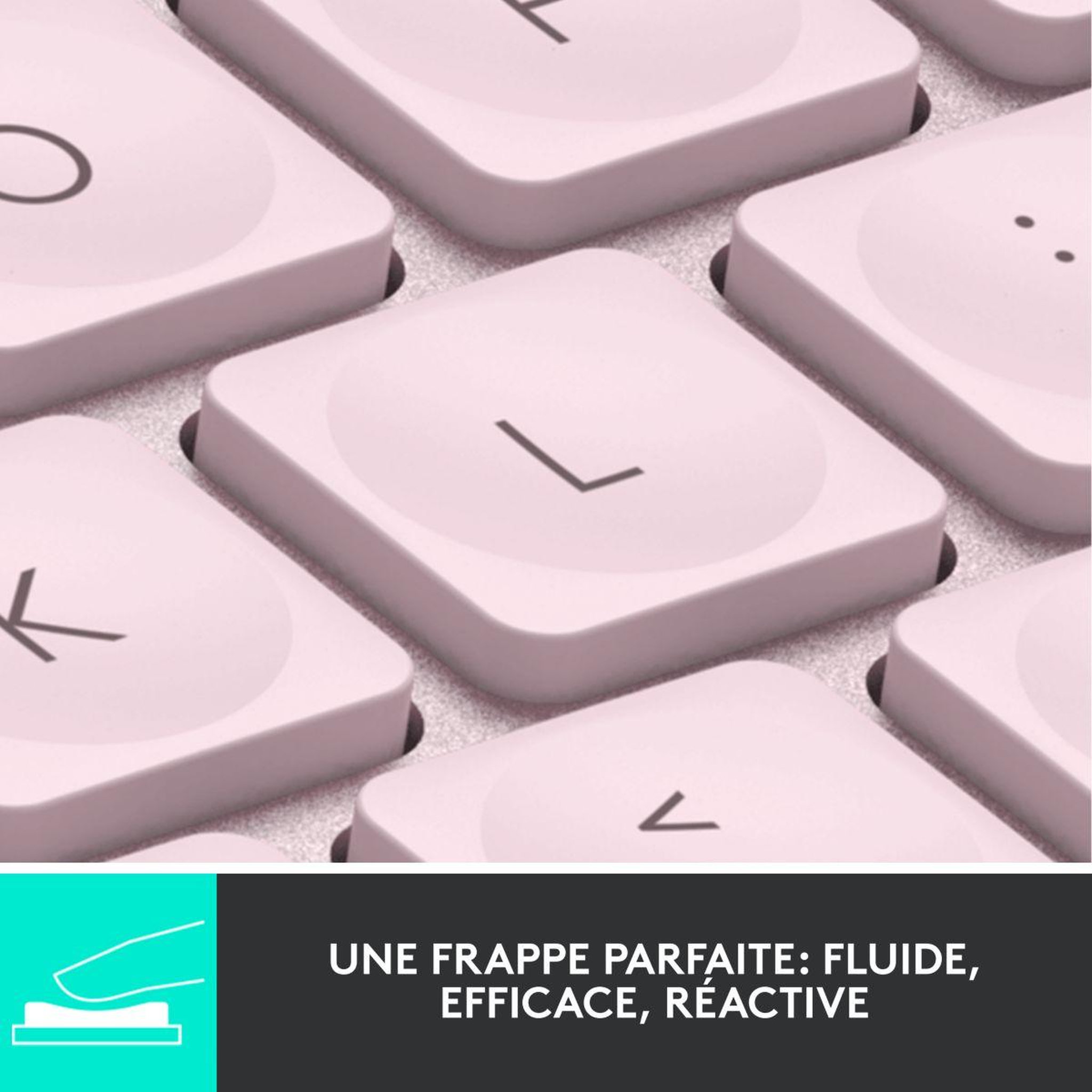 Voir la diapositive 2 : Logitech Clavier sans fil MX Keys mini rose