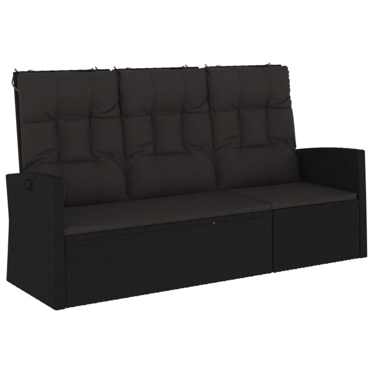 VIDAXL Banc de jardin inclinable et coussins noir 173cm resine tressee