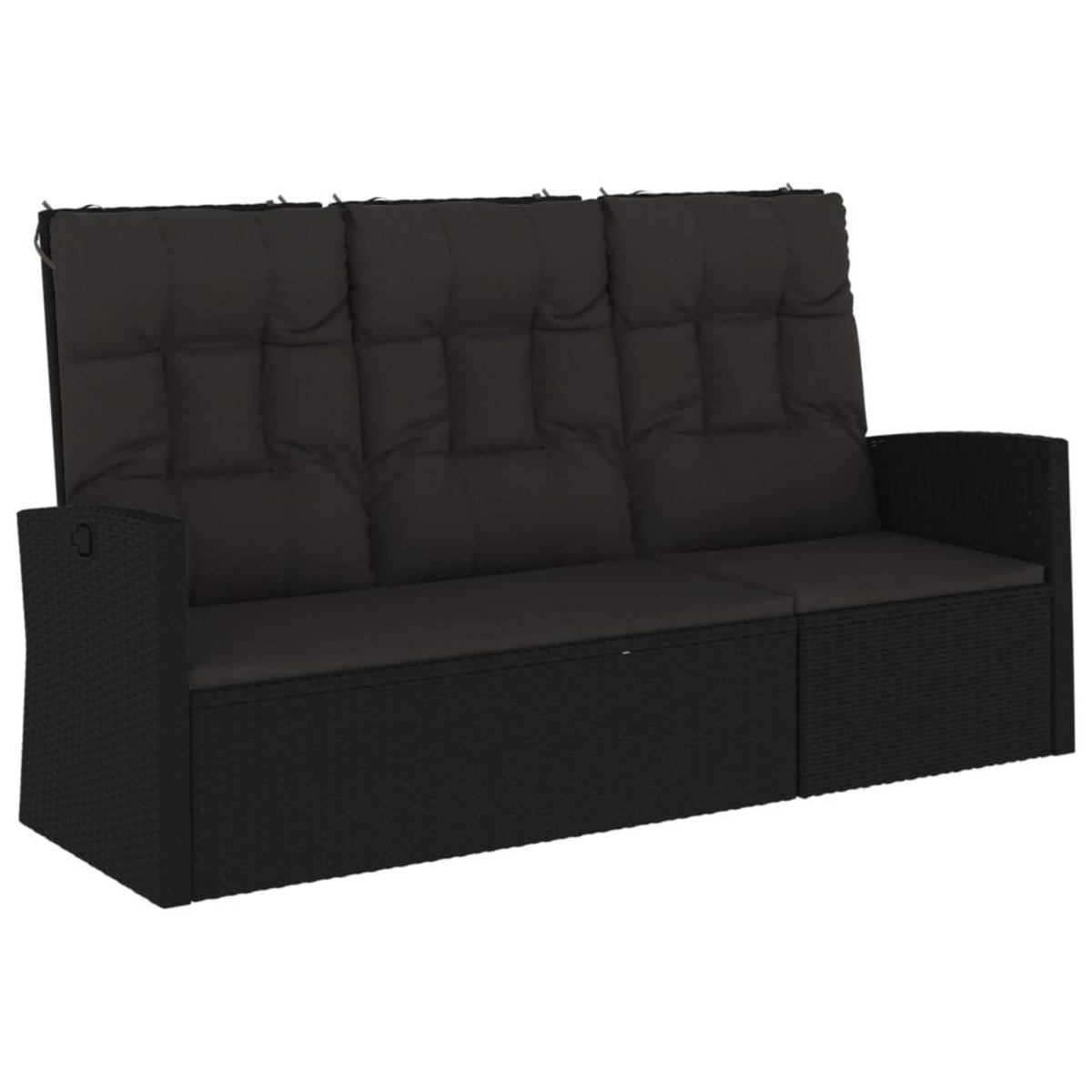 VIDAXL Banc de jardin inclinable et coussins noir 173cm resine tressee