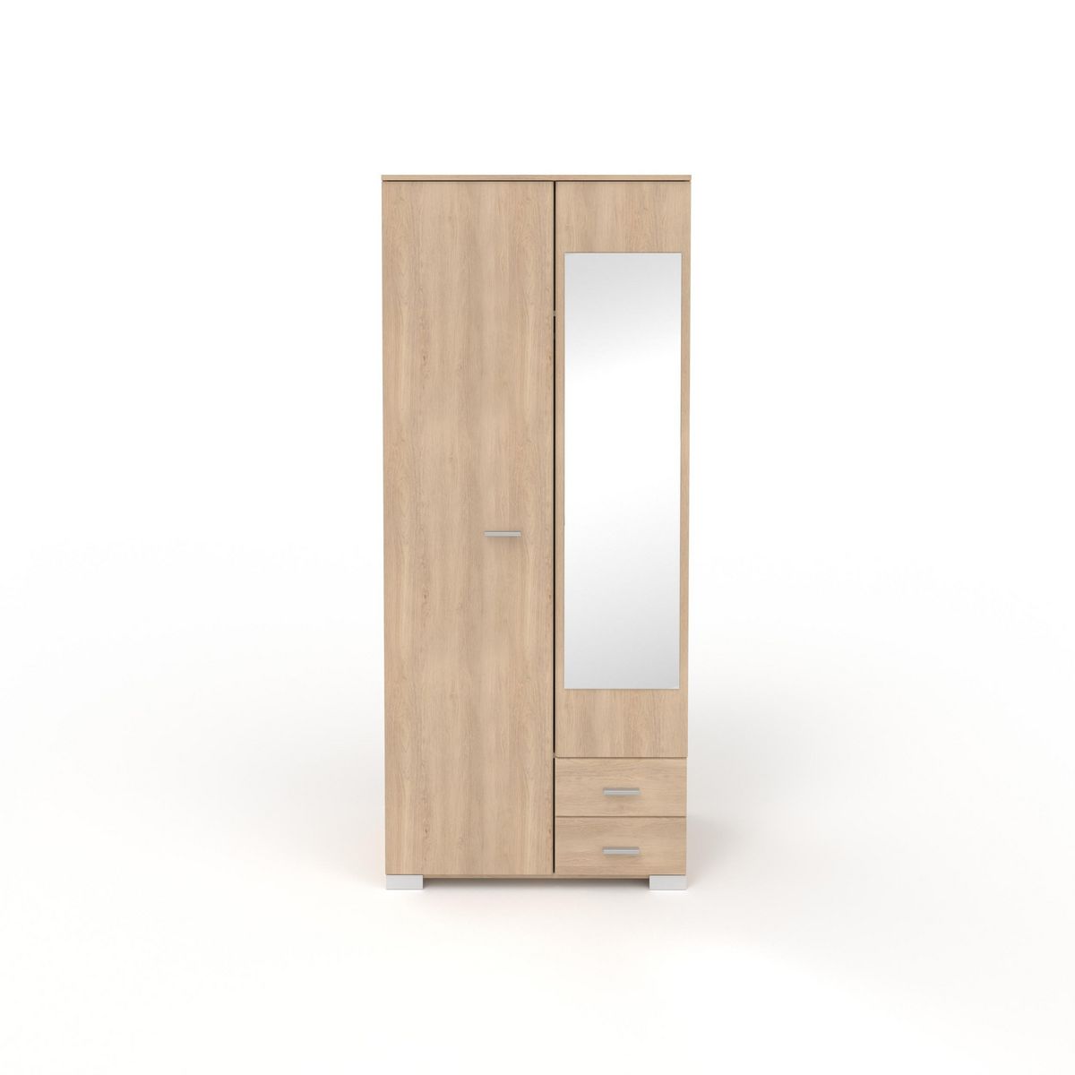 Armoire 2 portes 1 miroir 2 tiroirs L90cm FLAVIE