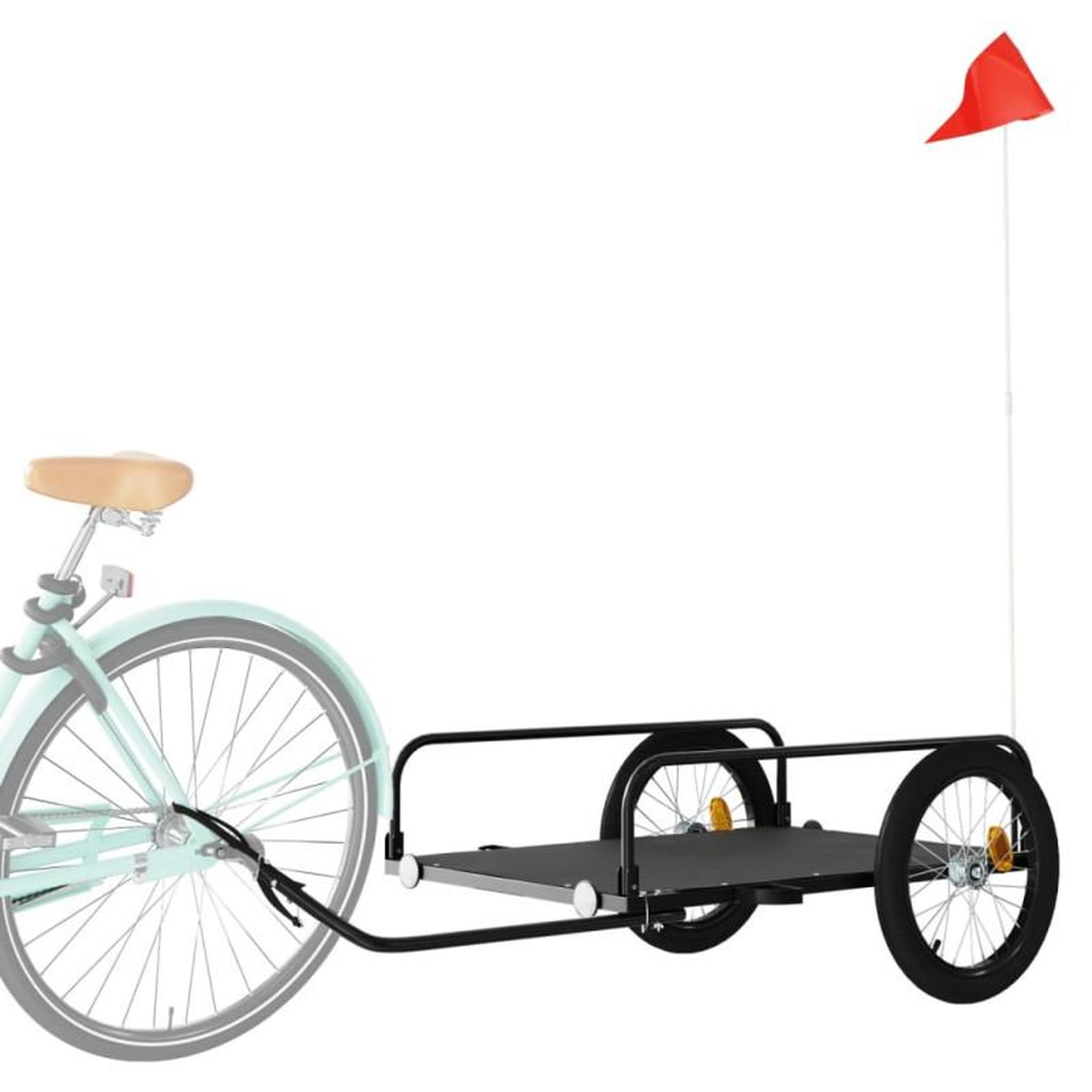 Voir la diapositive 3 : VIDAXL Remorque de vélo noir 135x70x37 cm fer