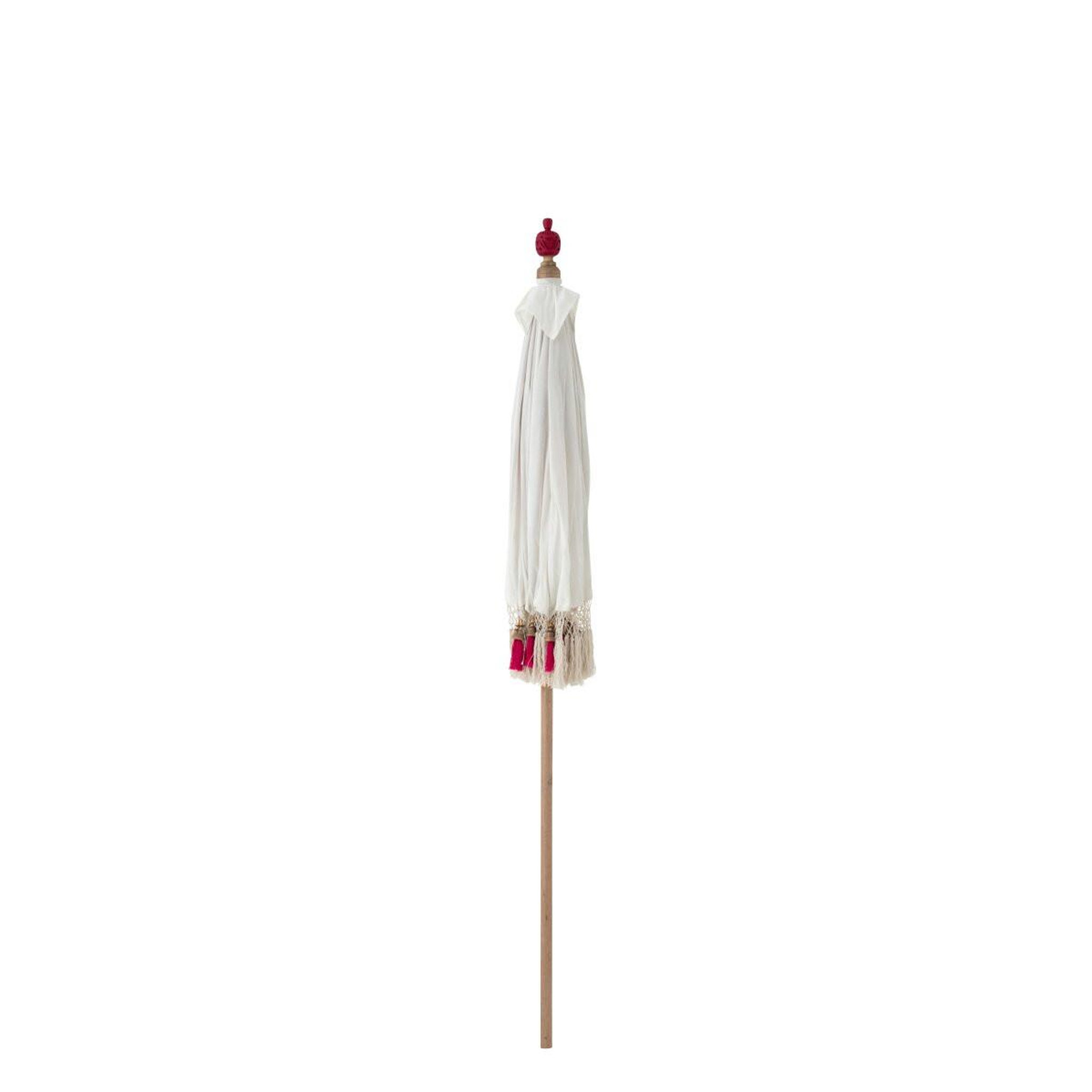Voir la diapositive 6 : J-LINE Parasol Rond à Franges  Flavie  180cm Écru & Rose