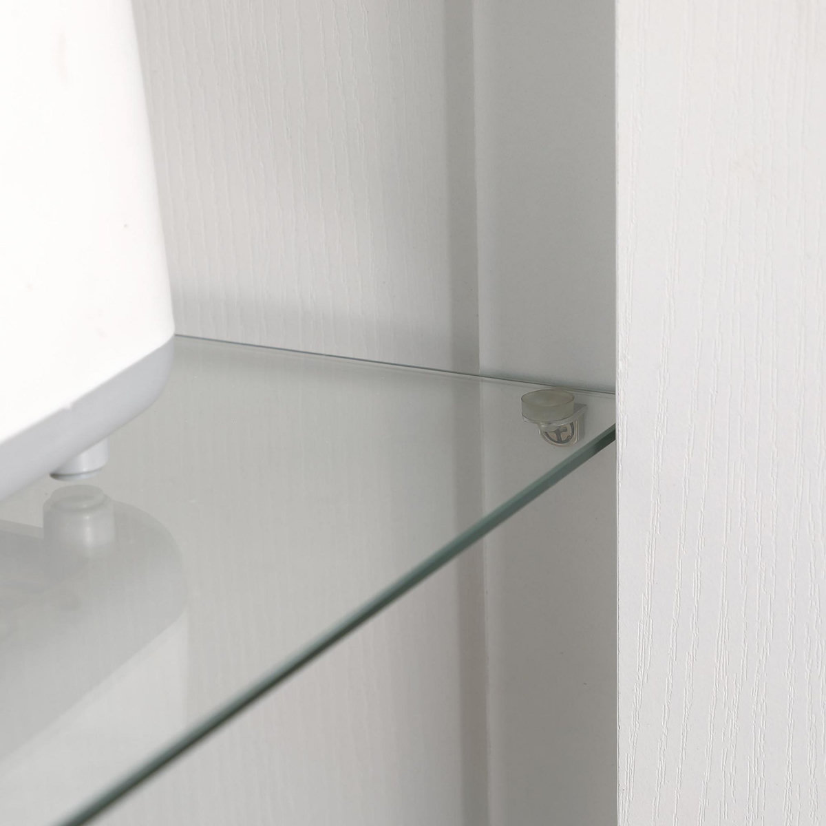 HOMCOM Armoire de rangement - 2 portes - 7 étagères - dim. 76L x 36l x 160H cm - panneaux blanc aspect chêne clair verre