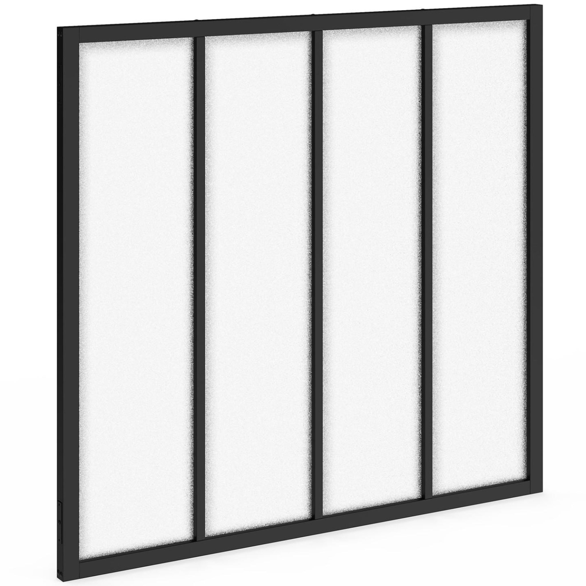 ID MARKET Verrière atelier 4 vitrages l. 116 x h. 108 cm en métal noir et verre trempé givré