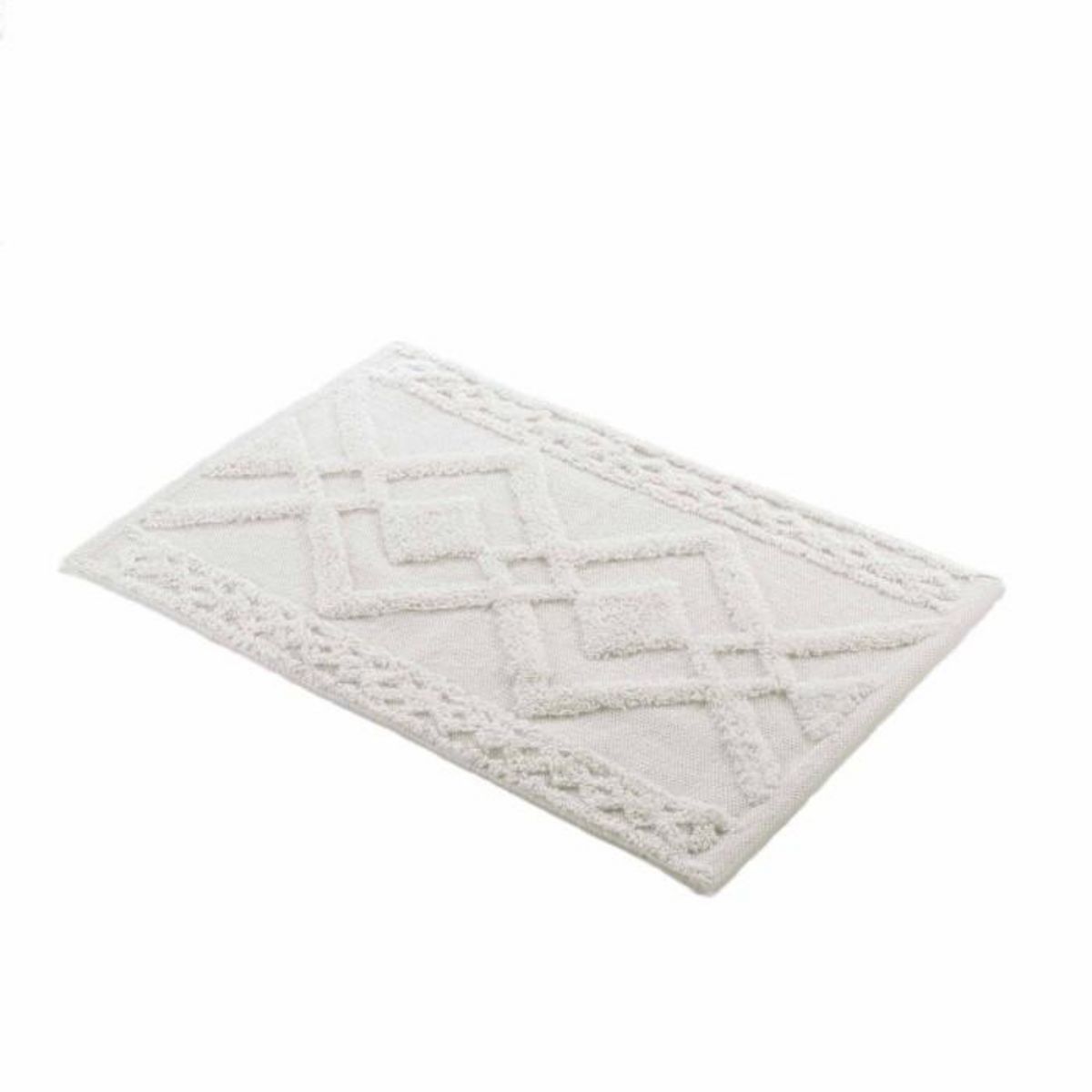 Paris Prix Tapis de Bain Jacquard  Gladis  50x80cm Blanc