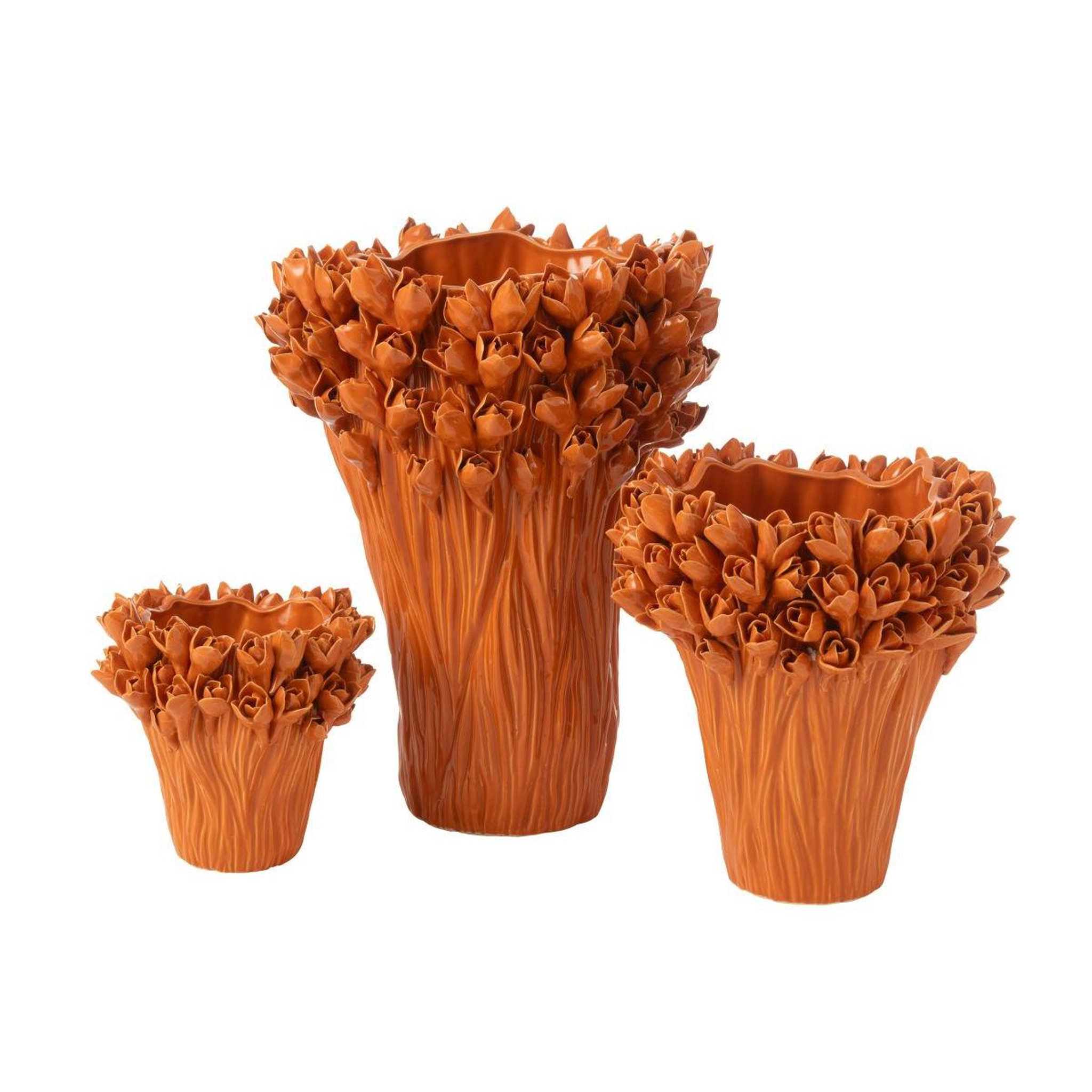 Voir la diapositive 2 : J-LINE Vase déco en grès  ambrosia  29cm orange