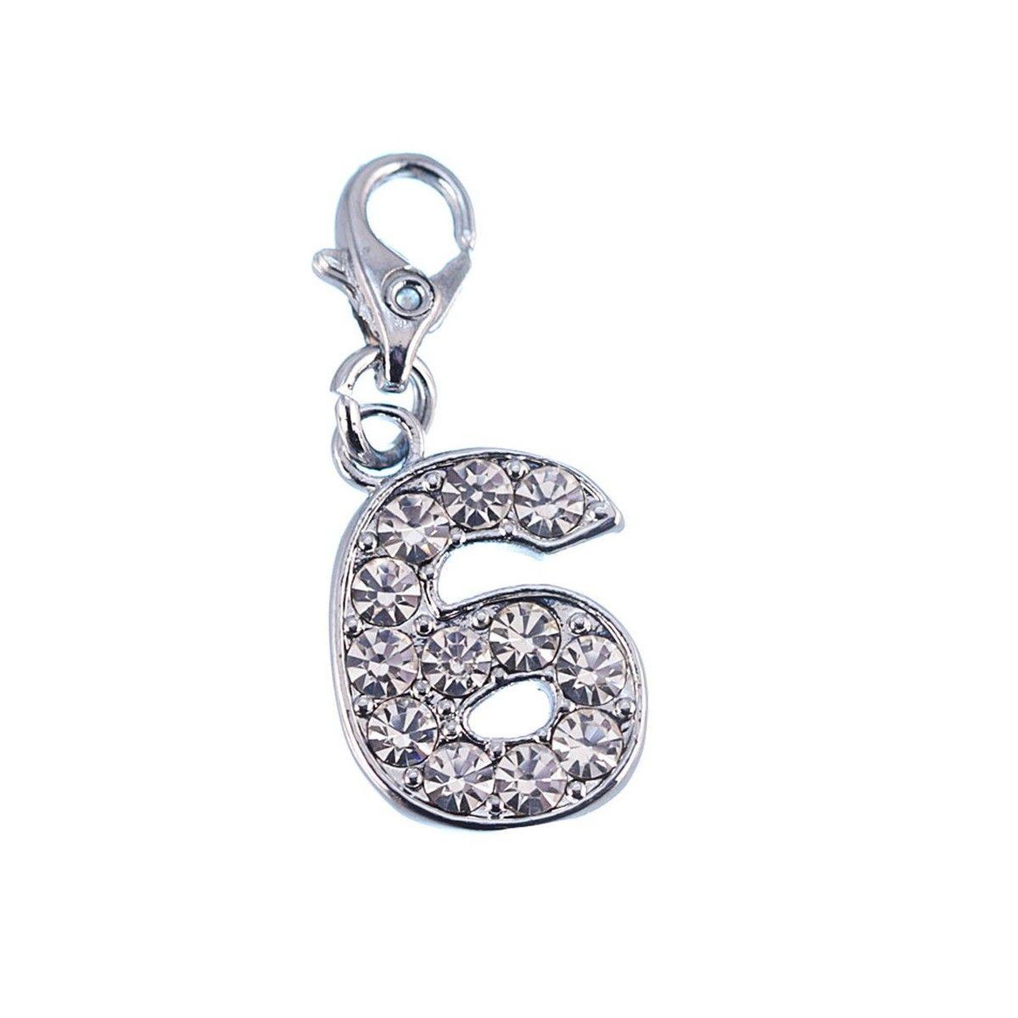 SC CRYSTAL Charm Chiffre 6 SC Crystal orné de Cristaux scintillants
