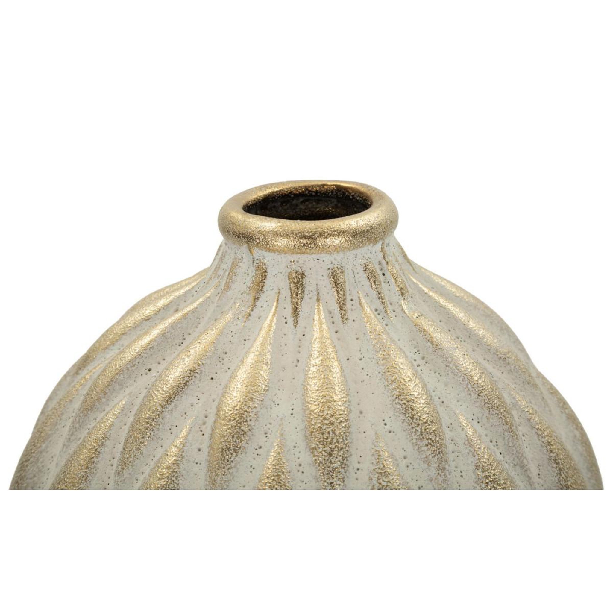 Voir la diapositive 3 : Paris Prix Vase déco en céramique  pepitas  44cm gris & or