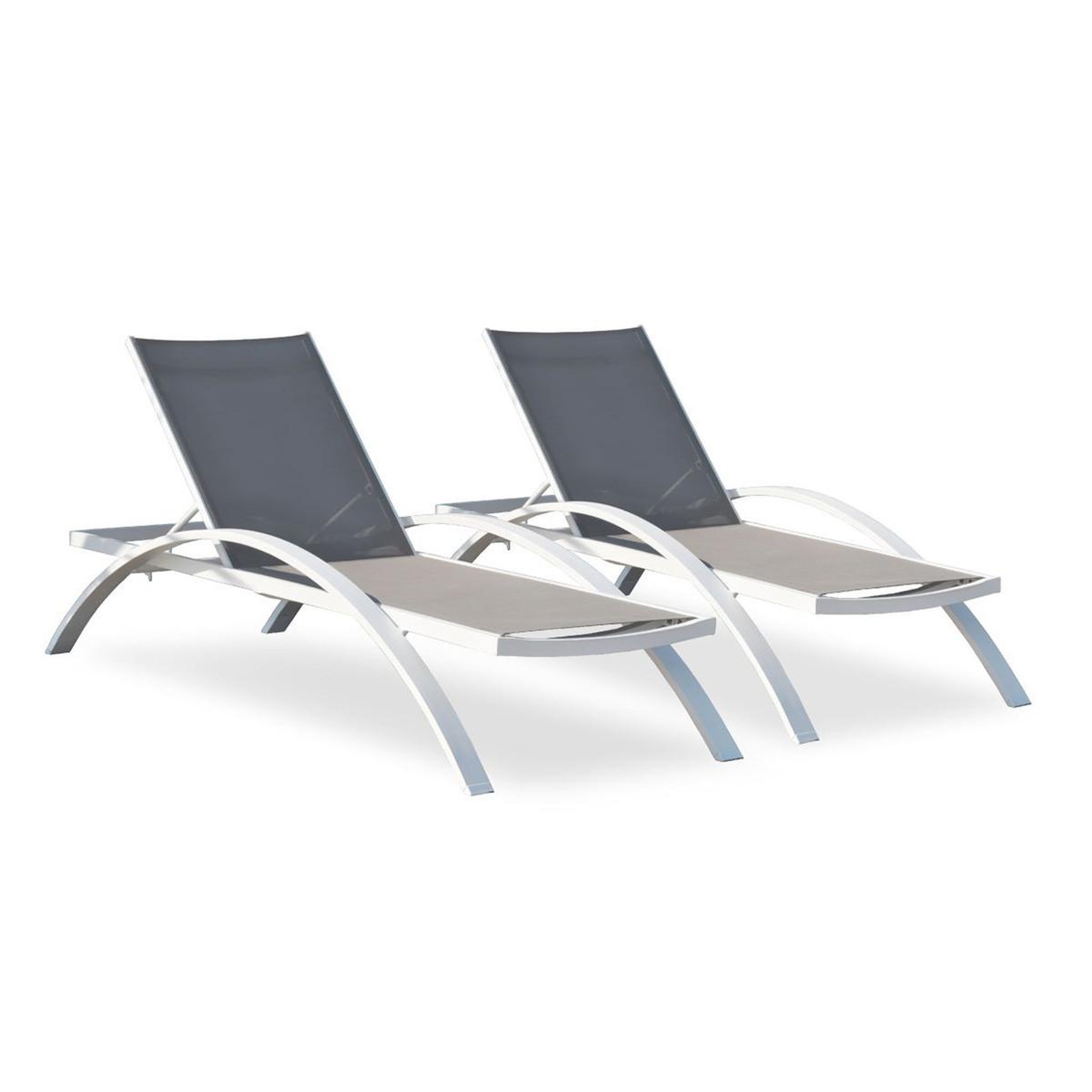 DCB GARDEN Lot de 2 Bains de Soleil  Barcelona  195cm Blanc