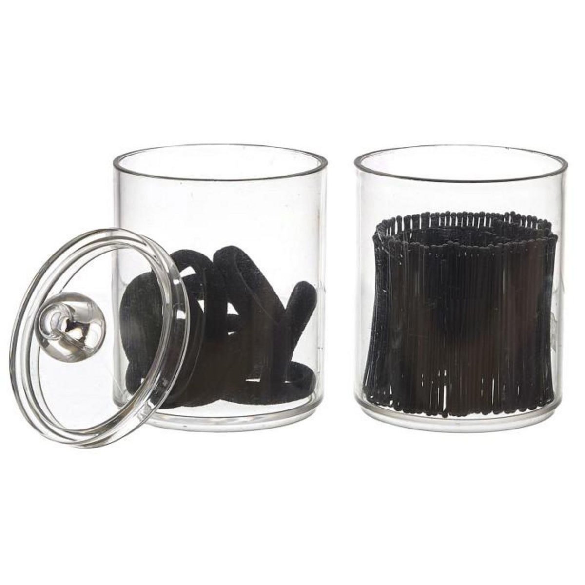 Paris Prix Lot de 2 Boîtes Accessoires Cheveux  Anna  19cm Transparent