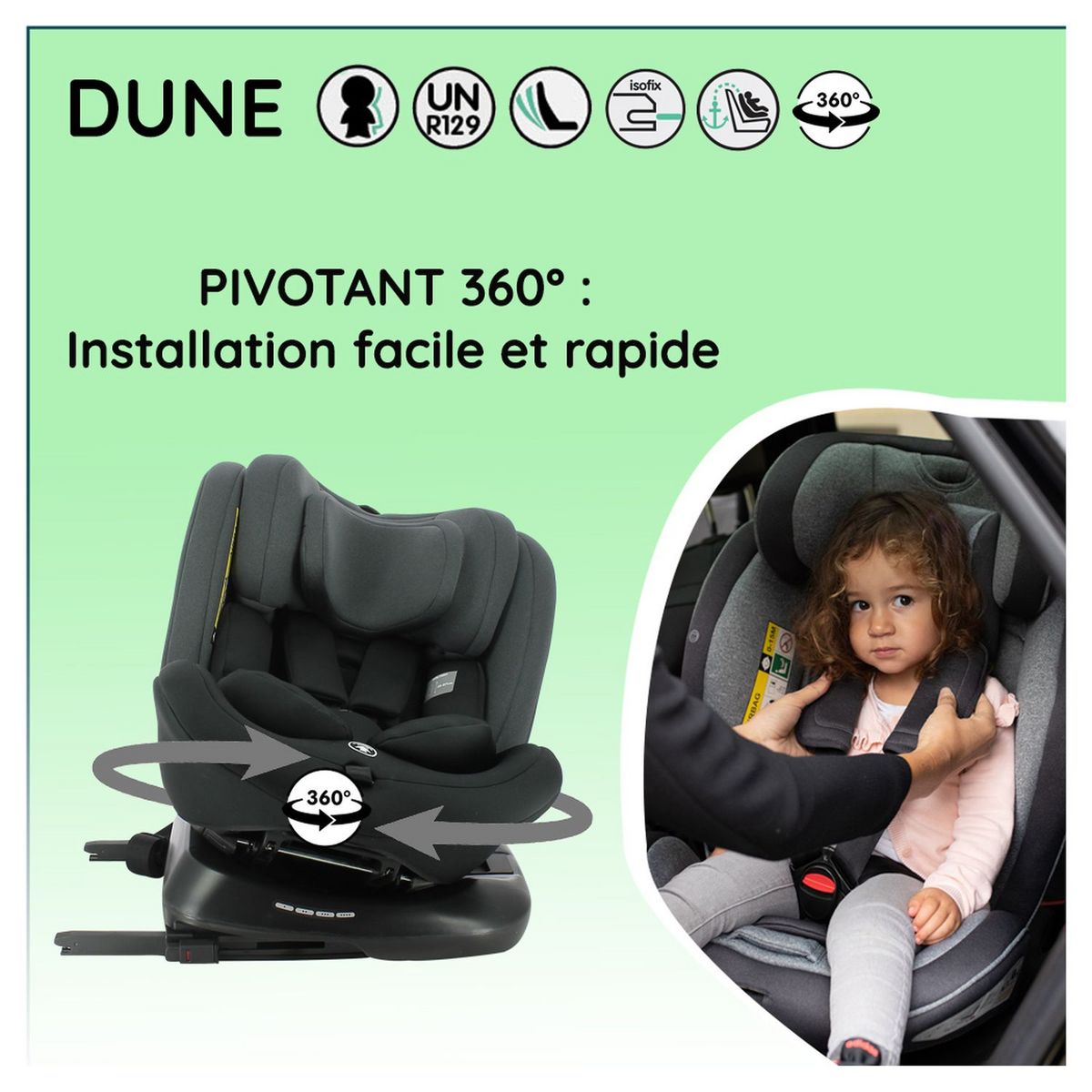 NANIA Siège auto Isofix Dune R129 i-Size pivotant 360°