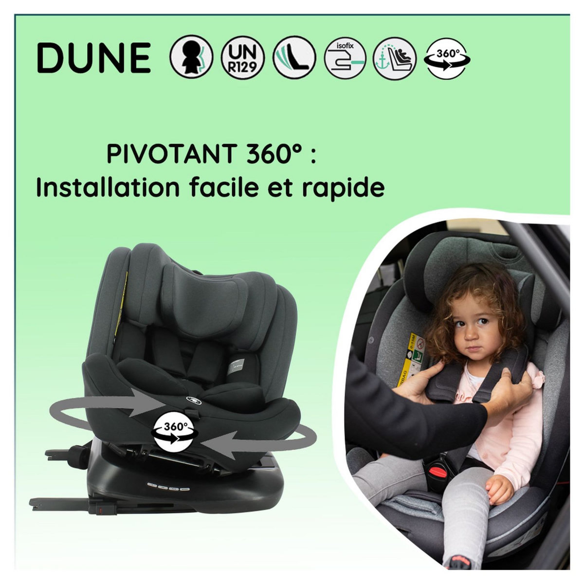 NANIA Siège auto Isofix Dune R129 i-Size pivotant 360°