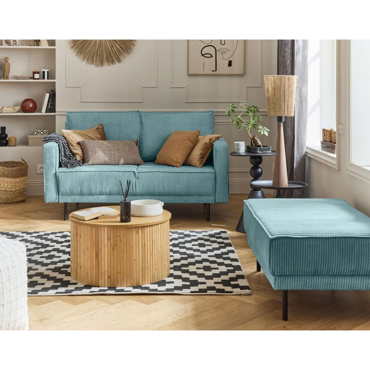 LISA DESIGN Charlie - canapé droit 2 places - en velours côtelé