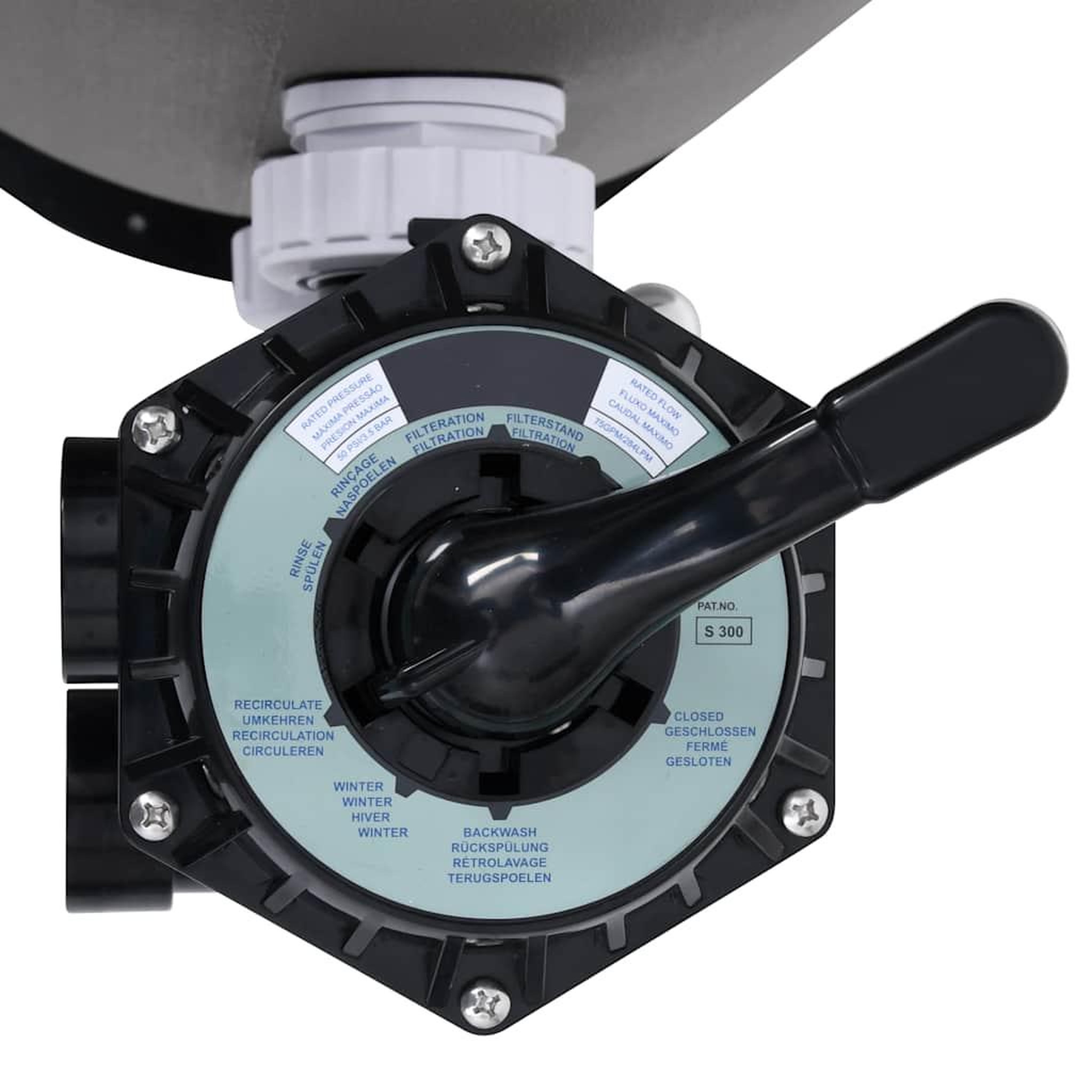 Voir la diapositive 4 : VIDAXL Filtre a sable pour piscine avec vanne a 6 voies Gris