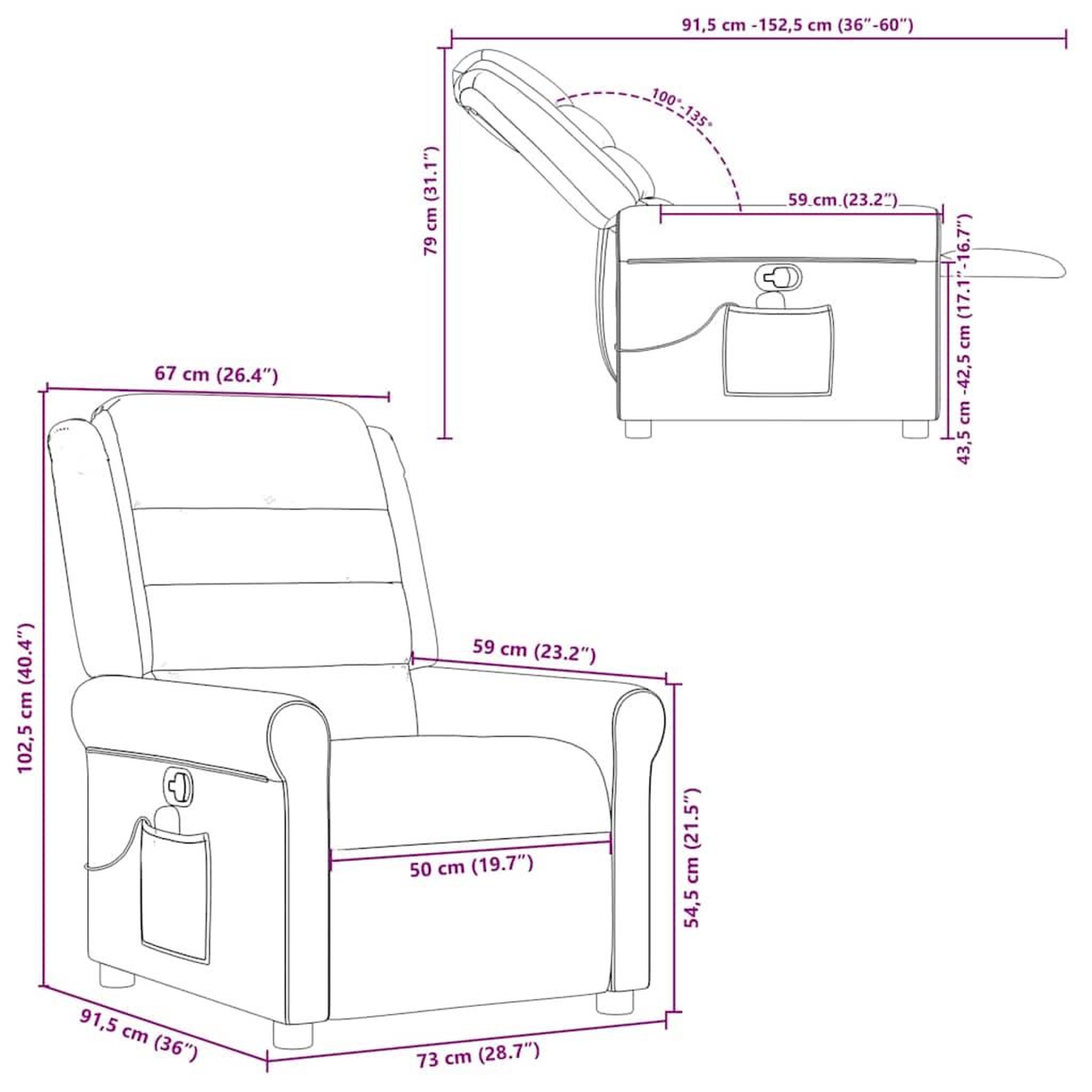 Voir la diapositive 6 : VIDAXL Fauteuil de massage inclinable Rouge bordeaux Tissu