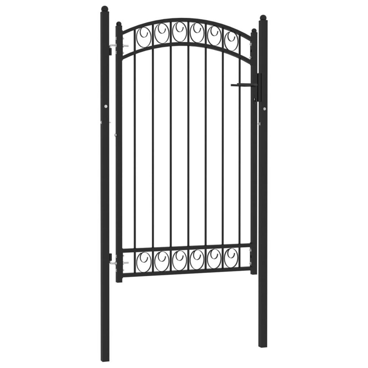 VIDAXL Portail de cloture avec dessus arque Acier 100x150 cm Noir