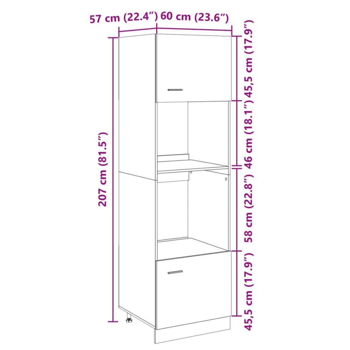 VIDAXL Armoire a micro-ondes Chene sonoma 60x57x207 cm Agglomere