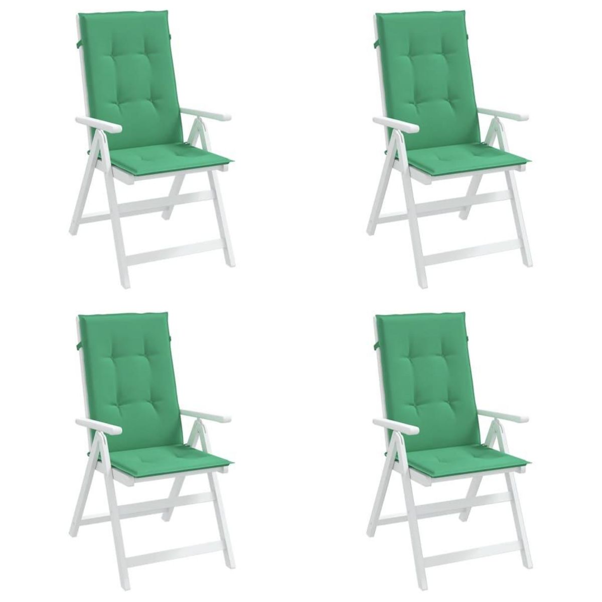 VIDAXL Coussins de chaise de jardin a dossier haut lot de 4 vert tissu