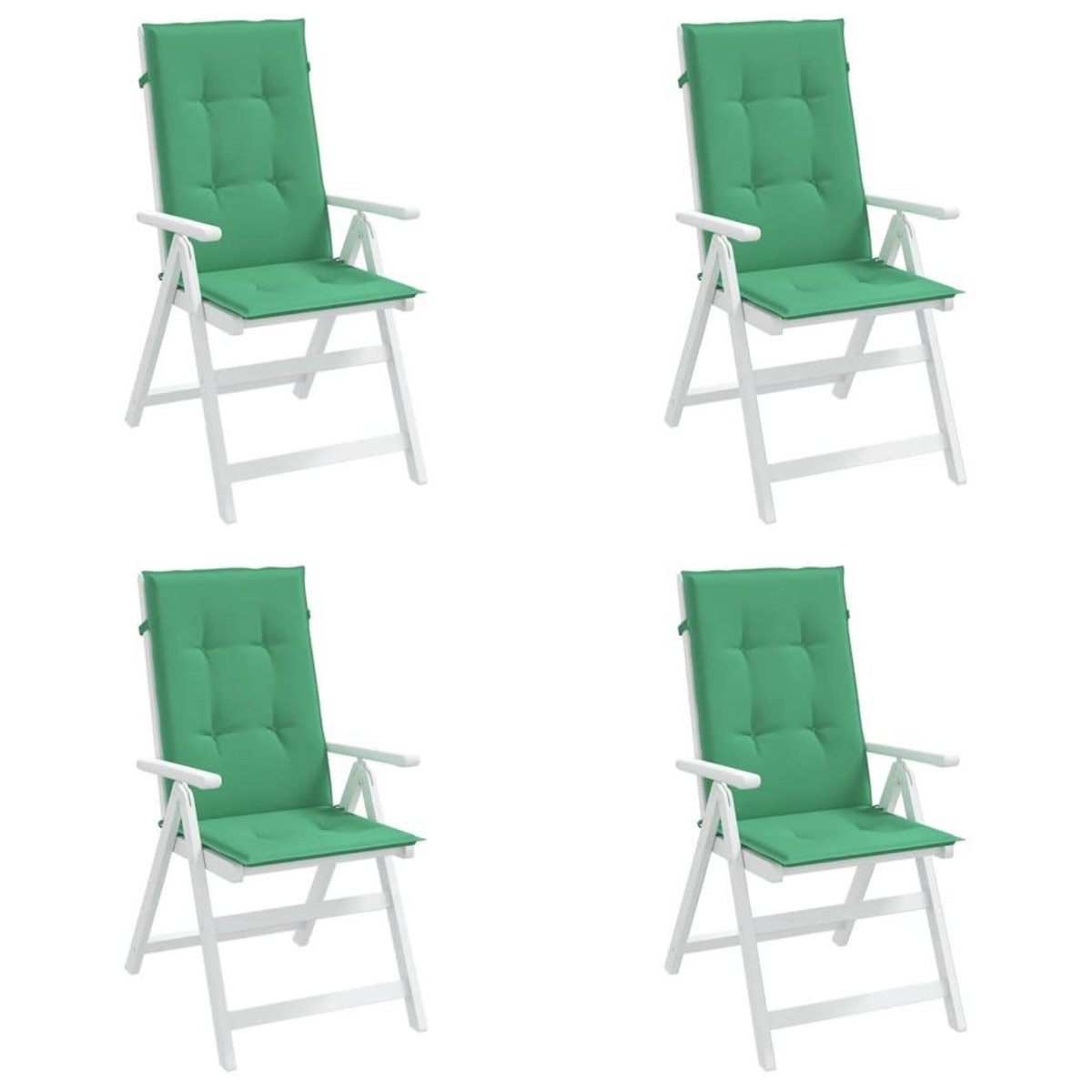 VIDAXL Coussins de chaise de jardin a dossier haut lot de 4 vert tissu