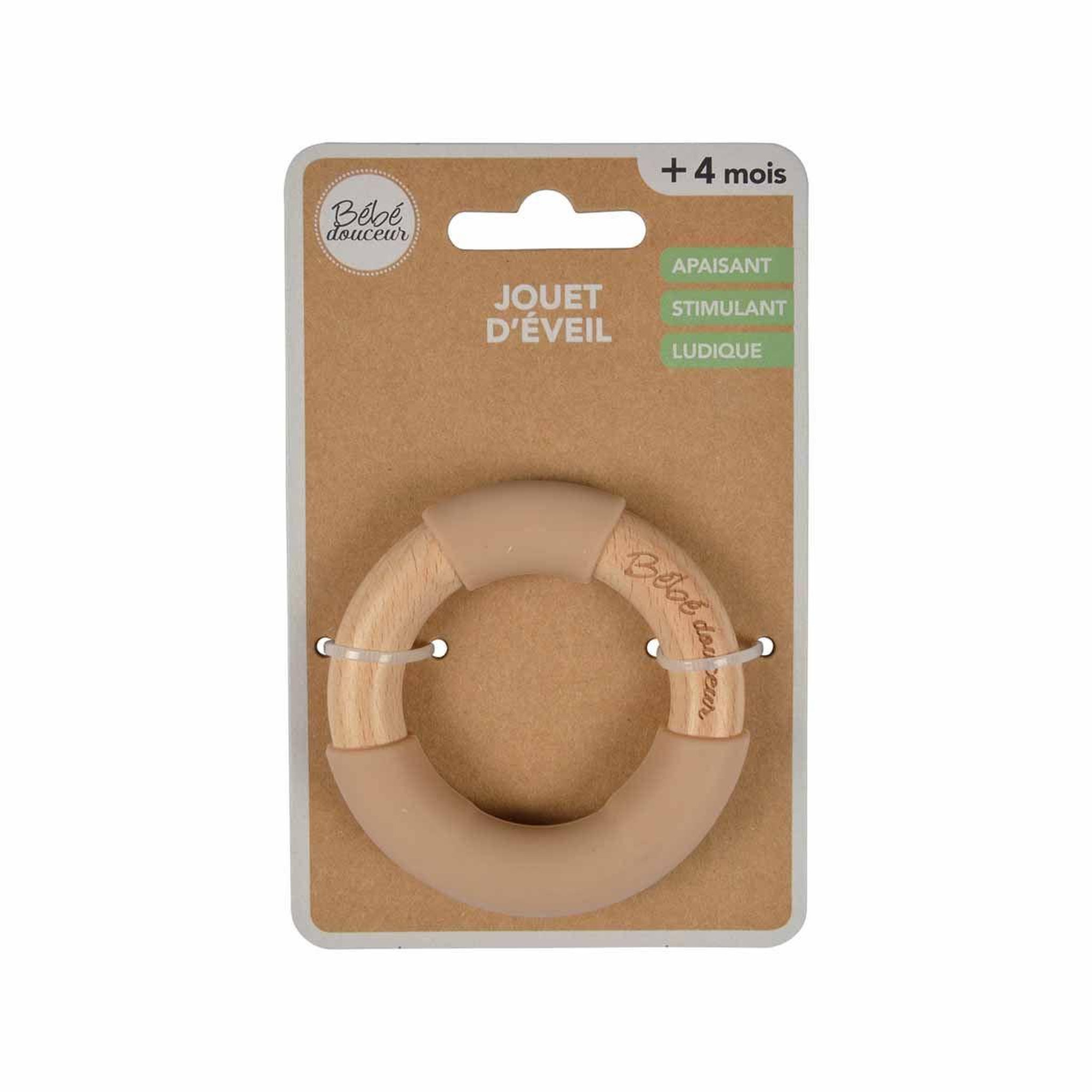 Voir la diapositive 3 : BEBE DOUCEUR Jouet d'Éveil Bébé  Anneau en Bois  7cm Naturel