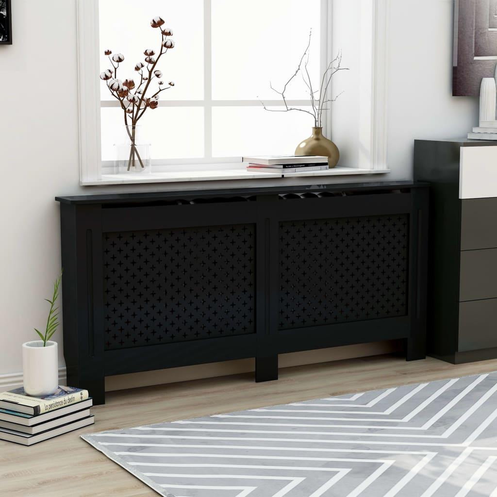 VIDAXL Cache-radiateur noir 172x19x81,5 cm MDF