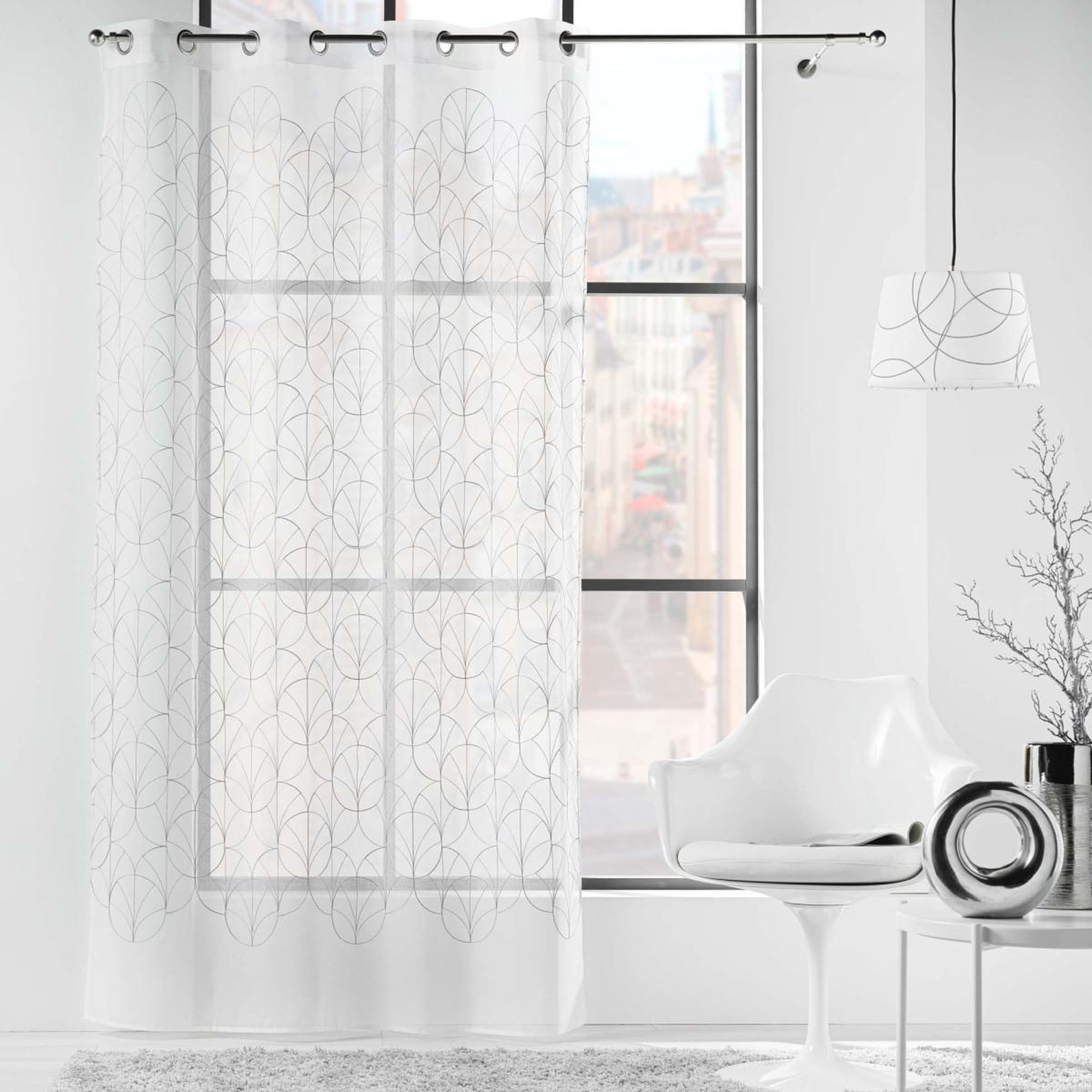 Voir la diapositive 5 : Douceur d'Intérieur Rideau voilage à œillets  felicia  140x240cm argent