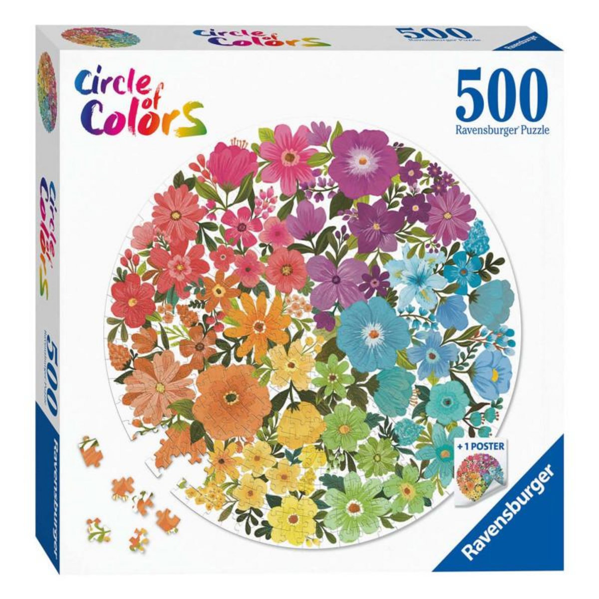 RAVENSBURGER Ravensburger - Puzzle cercle de couleurs - Fleurs 500 pièces