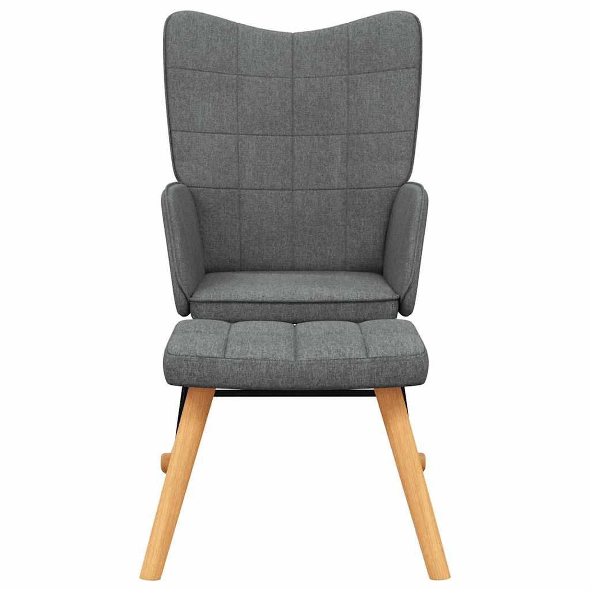 Voir la diapositive 3 : VIDAXL Chaise a bascule avec tabouret Gris fonce Tissu