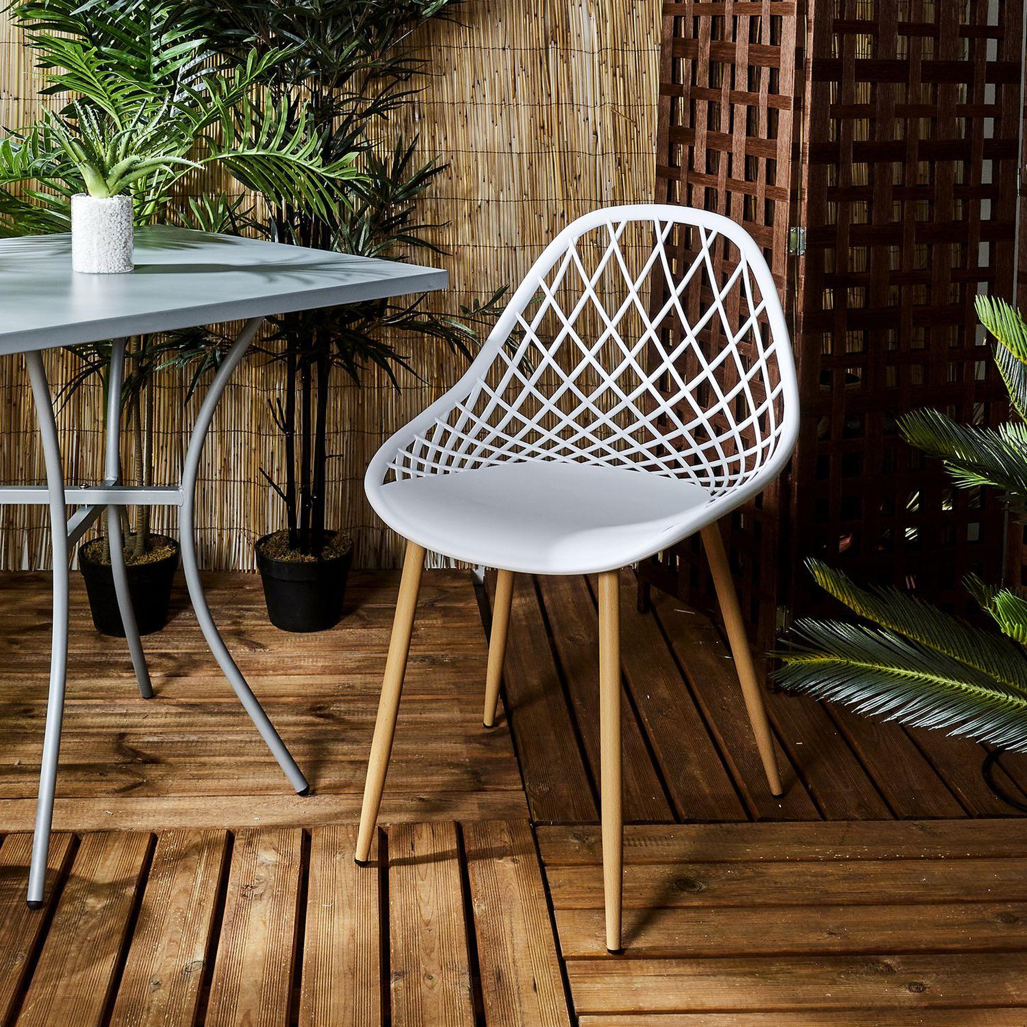 Voir la diapositive 5 : TOILINUX Lot de 4 chaises d'extérieur Malaga en polypropylène