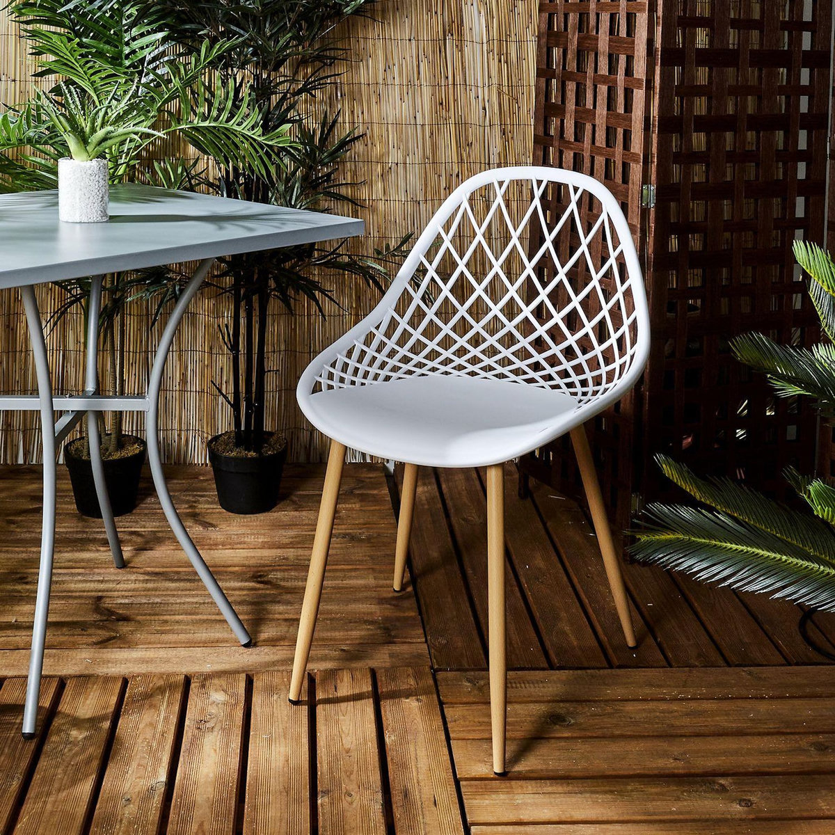 TOILINUX Lot de 4 chaises d'extérieur Malaga en polypropylène