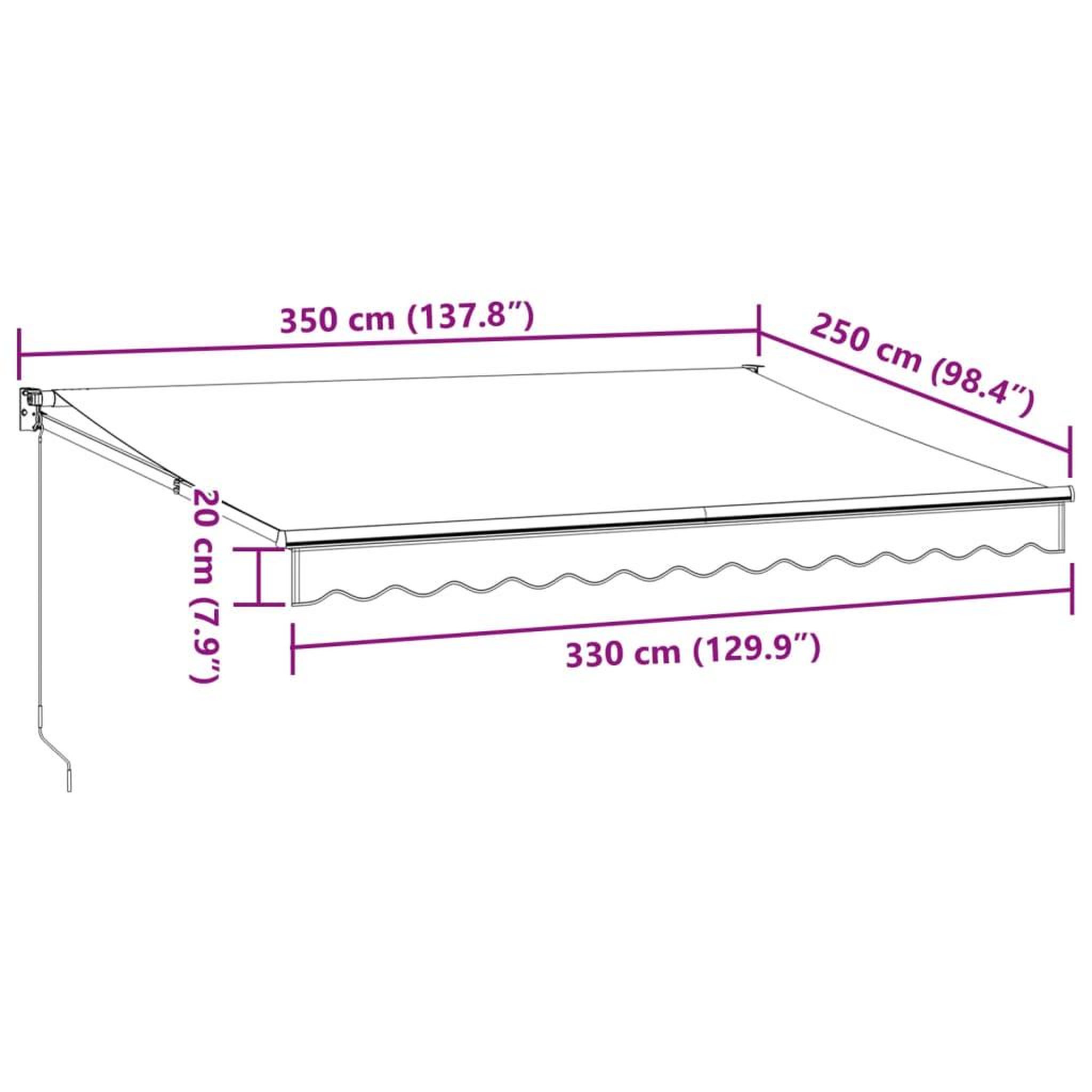 Voir la diapositive 6 : VIDAXL Auvent manuel retractable bordeaux 350x250 cm