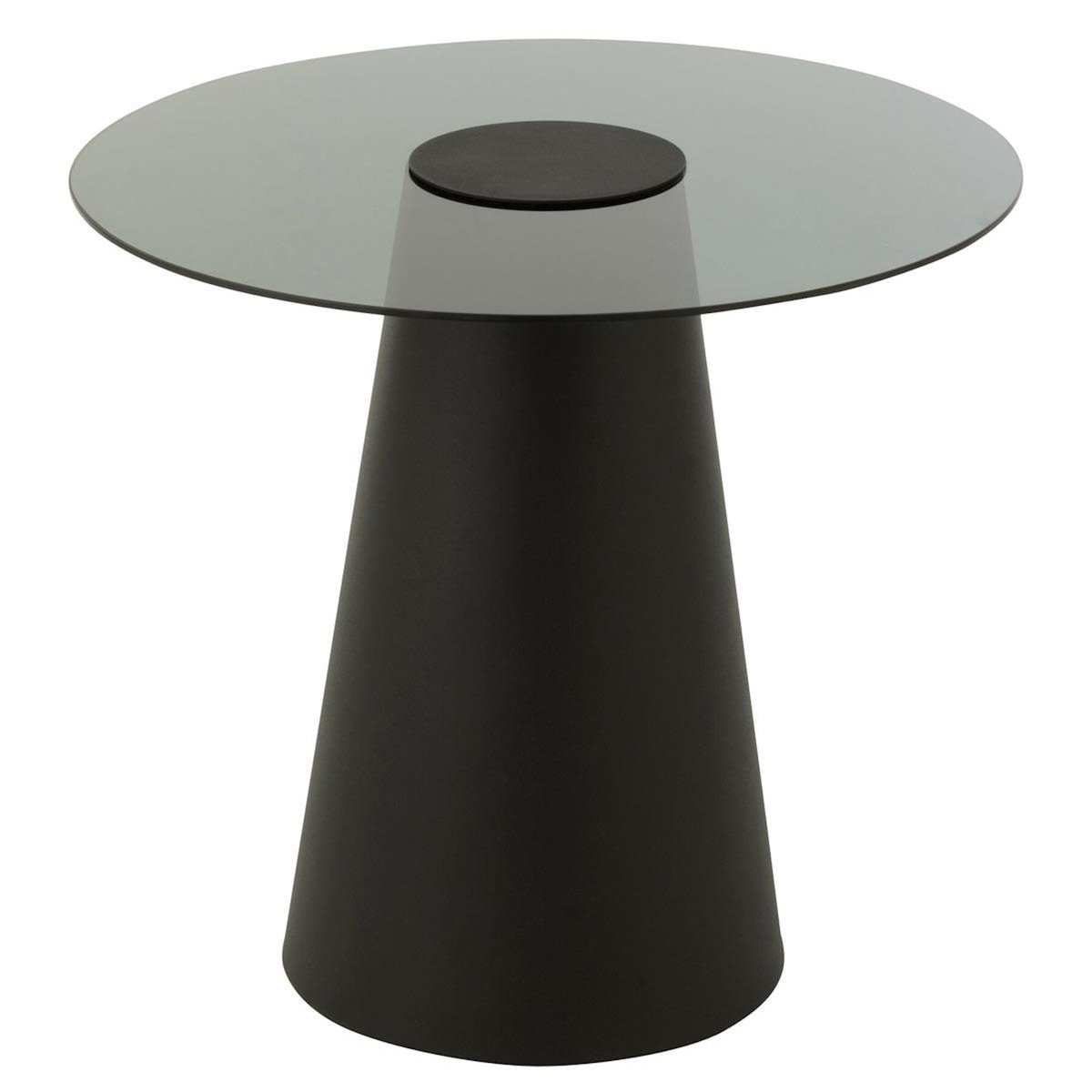 Paris Prix Table d'Appoint en Verre  Flat Cap  60cm Noir