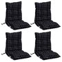 Voir la diapositive 3 : VIDAXL Coussins de chaise a dossier bas lot de 4 motif a carreaux noir