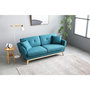 Voir la diapositive 5 : CONCEPT USINE Canapé 3 places scandinave et 2 coussins en tissu bleu canard HOGA