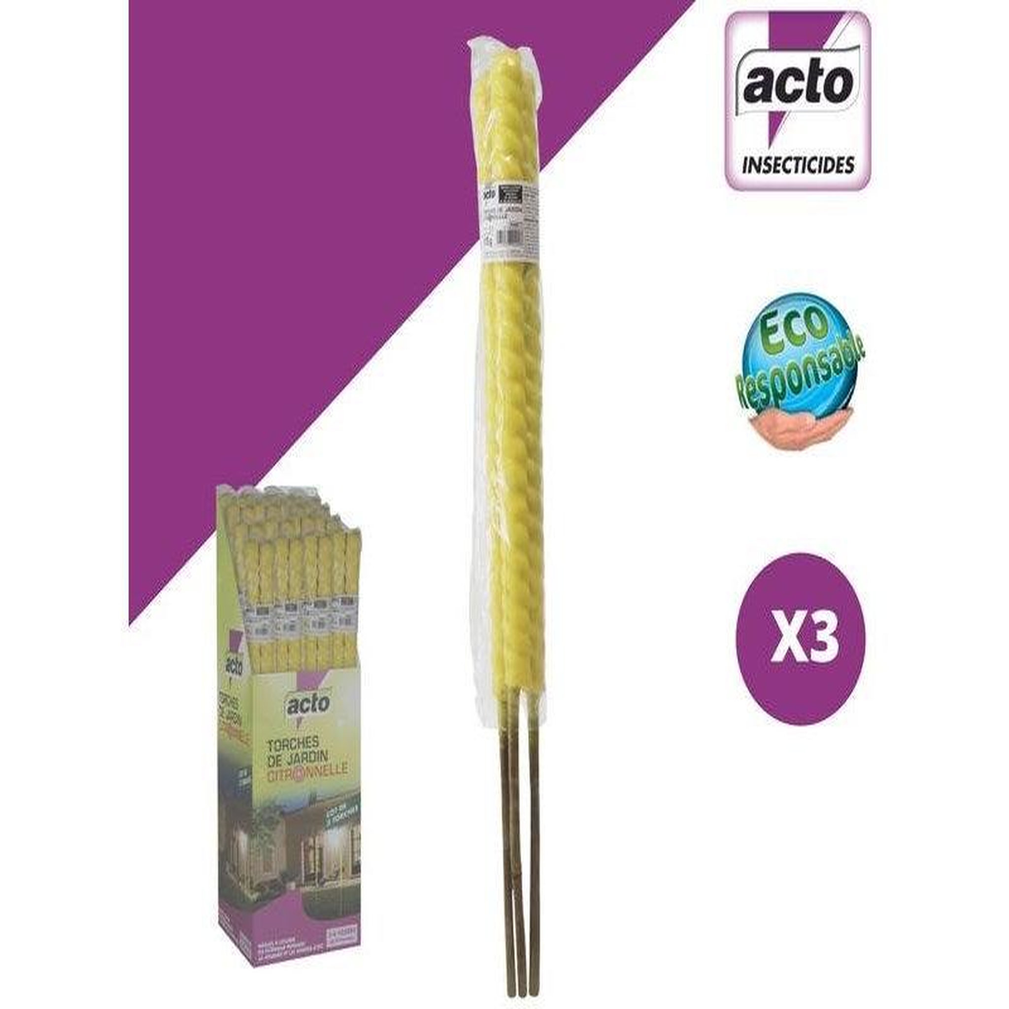 CENTRALE BRICO Lot De 3 Torches citronelle, ACTO