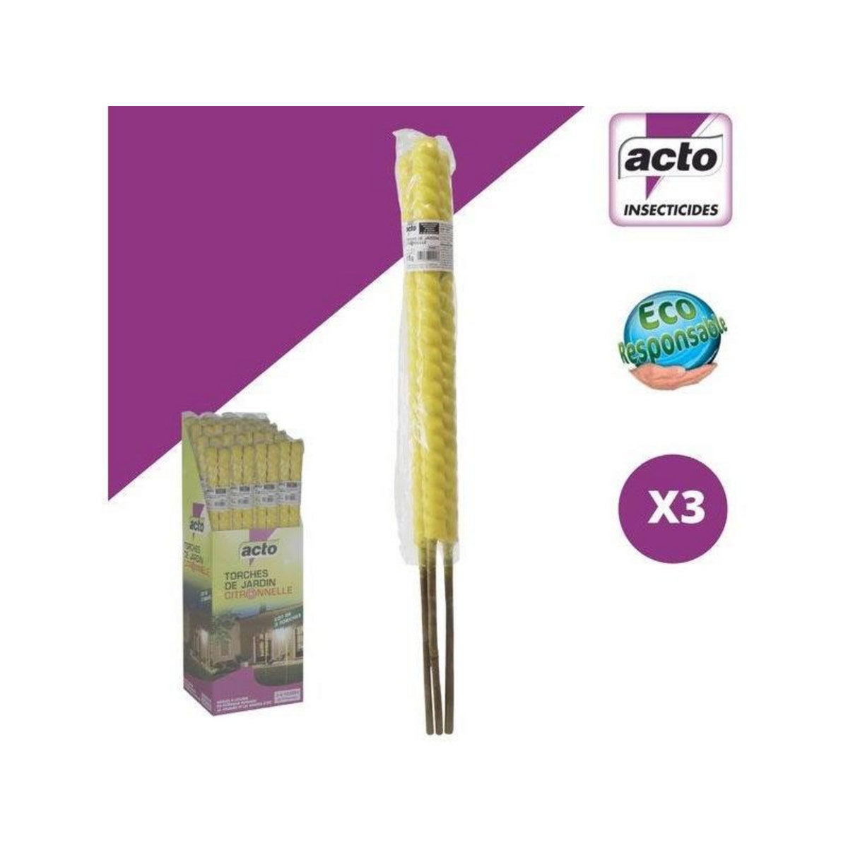 CENTRALE BRICO Lot De 3 Torches citronelle, ACTO