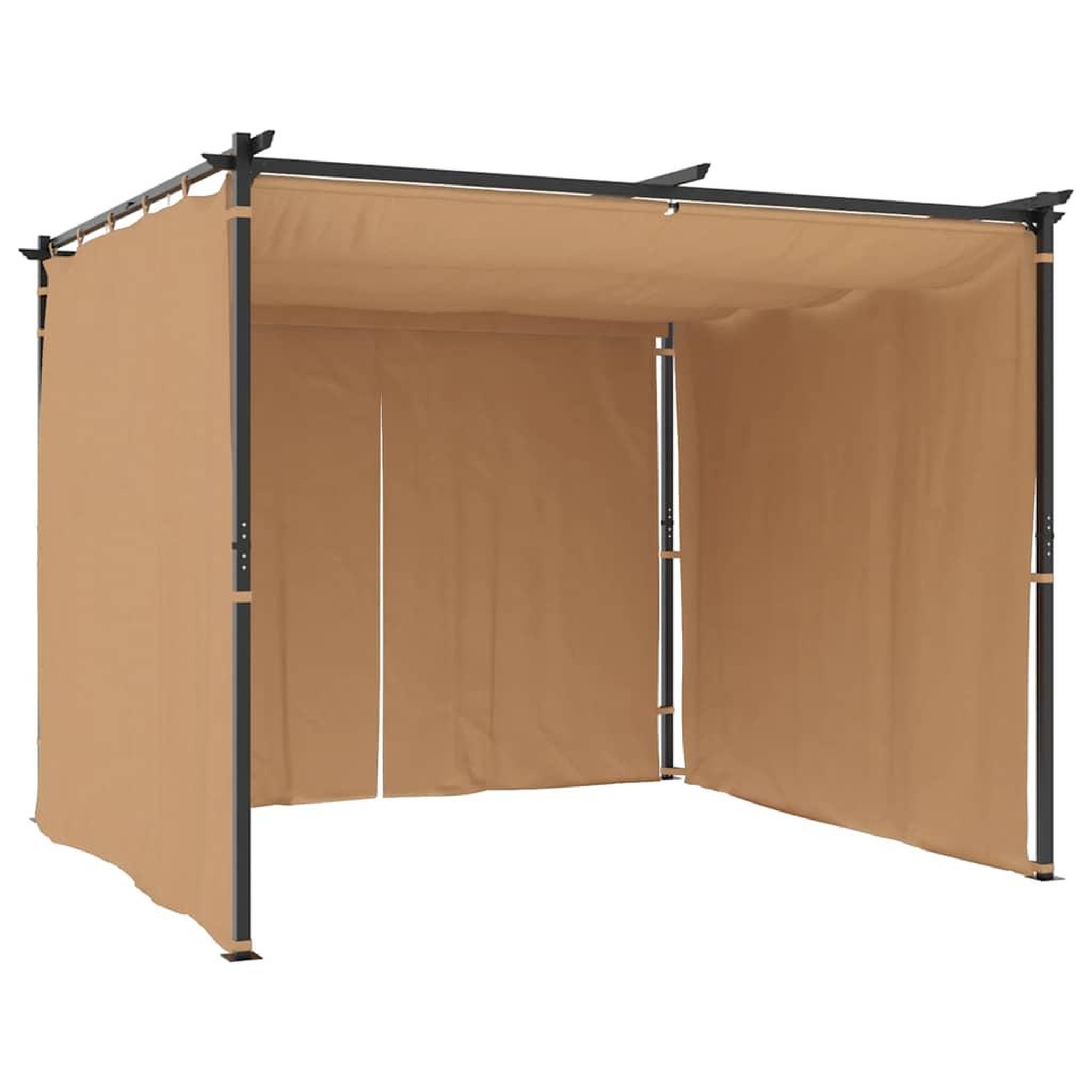 Voir la diapositive 5 : VIDAXL Tonnelle avec rideaux 3x3 m Taupe Acier