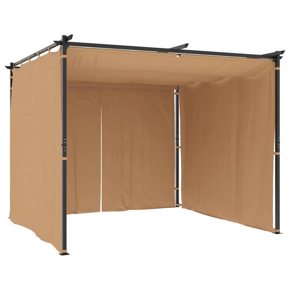 VIDAXL Tonnelle avec rideaux 3x3 m Taupe Acier