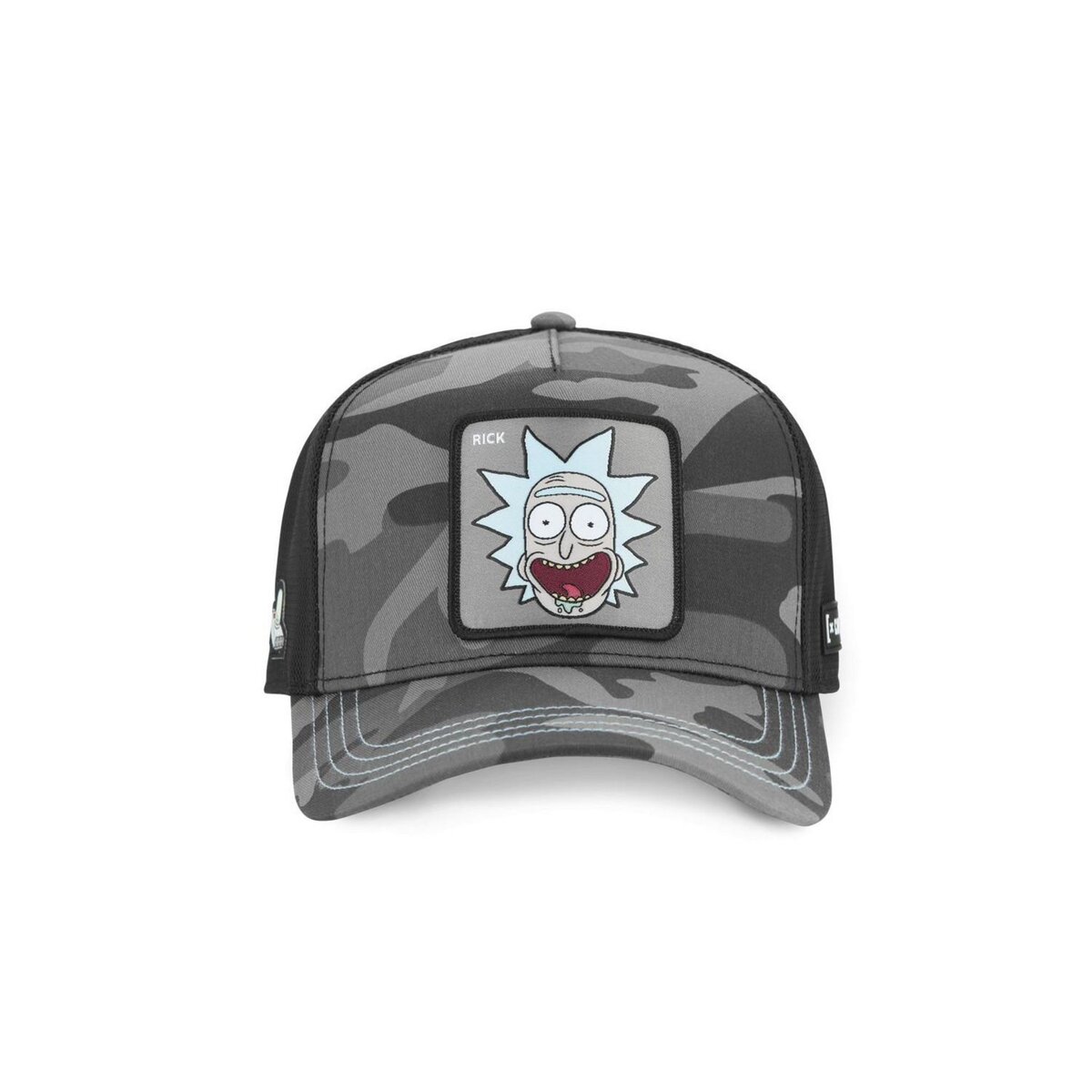CAPSLAB Casquette trucker premium en sergé de coton Rick & Morty Black Camo