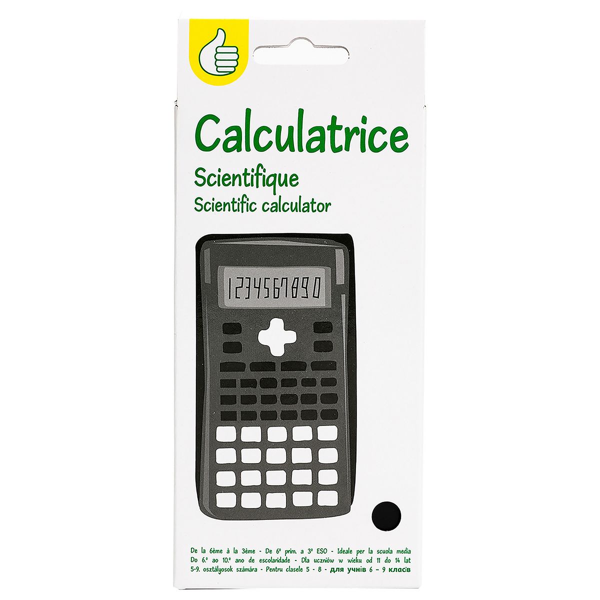 POUCE Calculatrice scientifique noire 10+2 chiffres