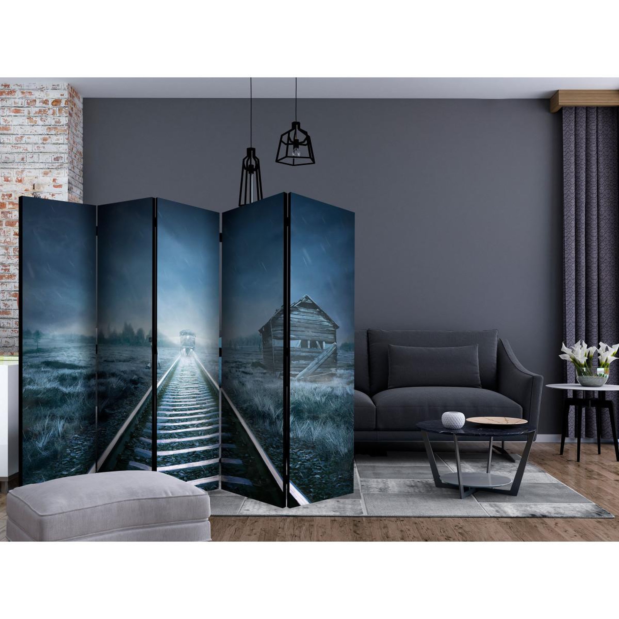 Voir la diapositive 2 : Paris Prix Paravent 5 volets  the ghost train  172x225cm